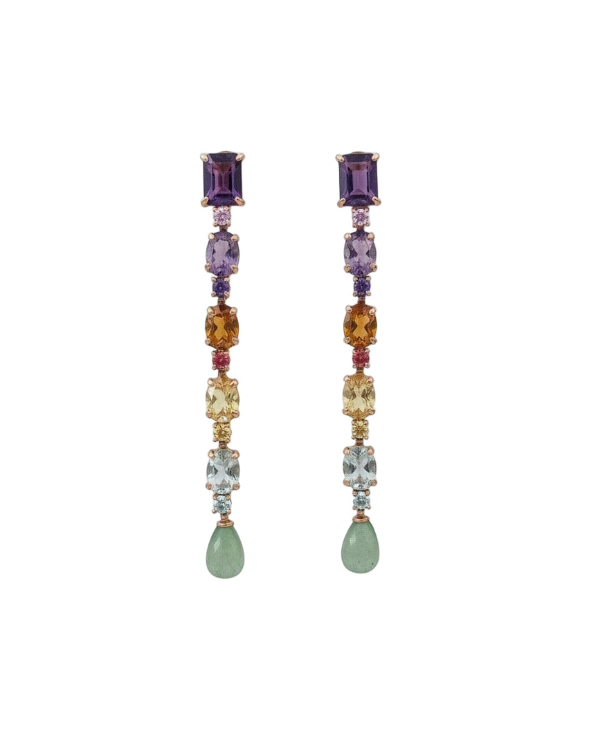 BEI TESORI Tear Drop Stone Earrings (Violet)
