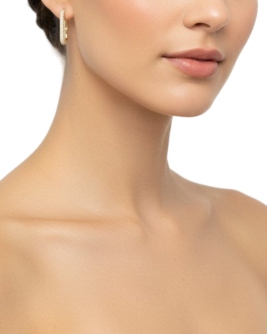 ECCE Rectangle Diamond Gold Earring