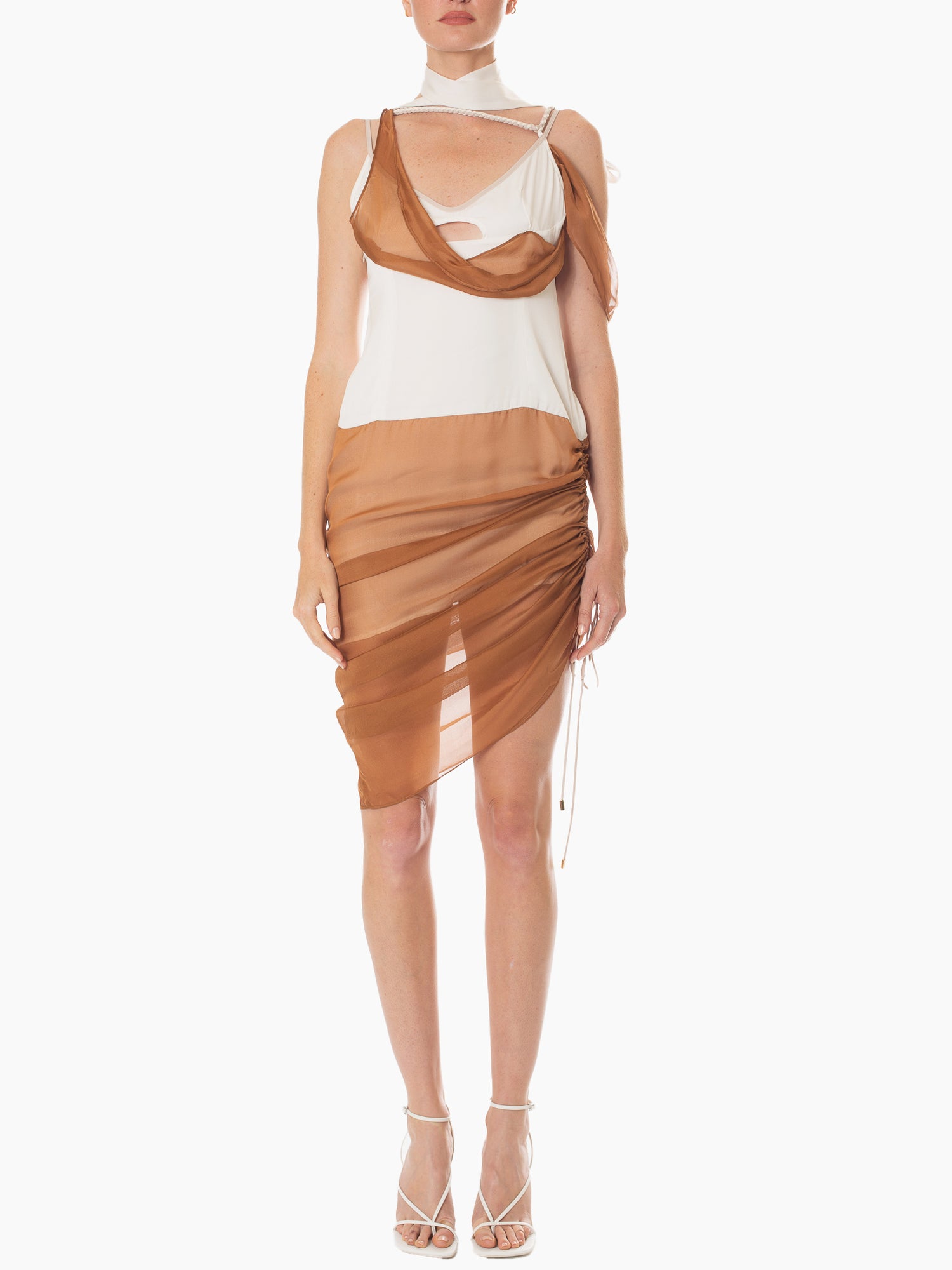 HAN WEN STUDIO Draping Pleated Hip Midi Dress