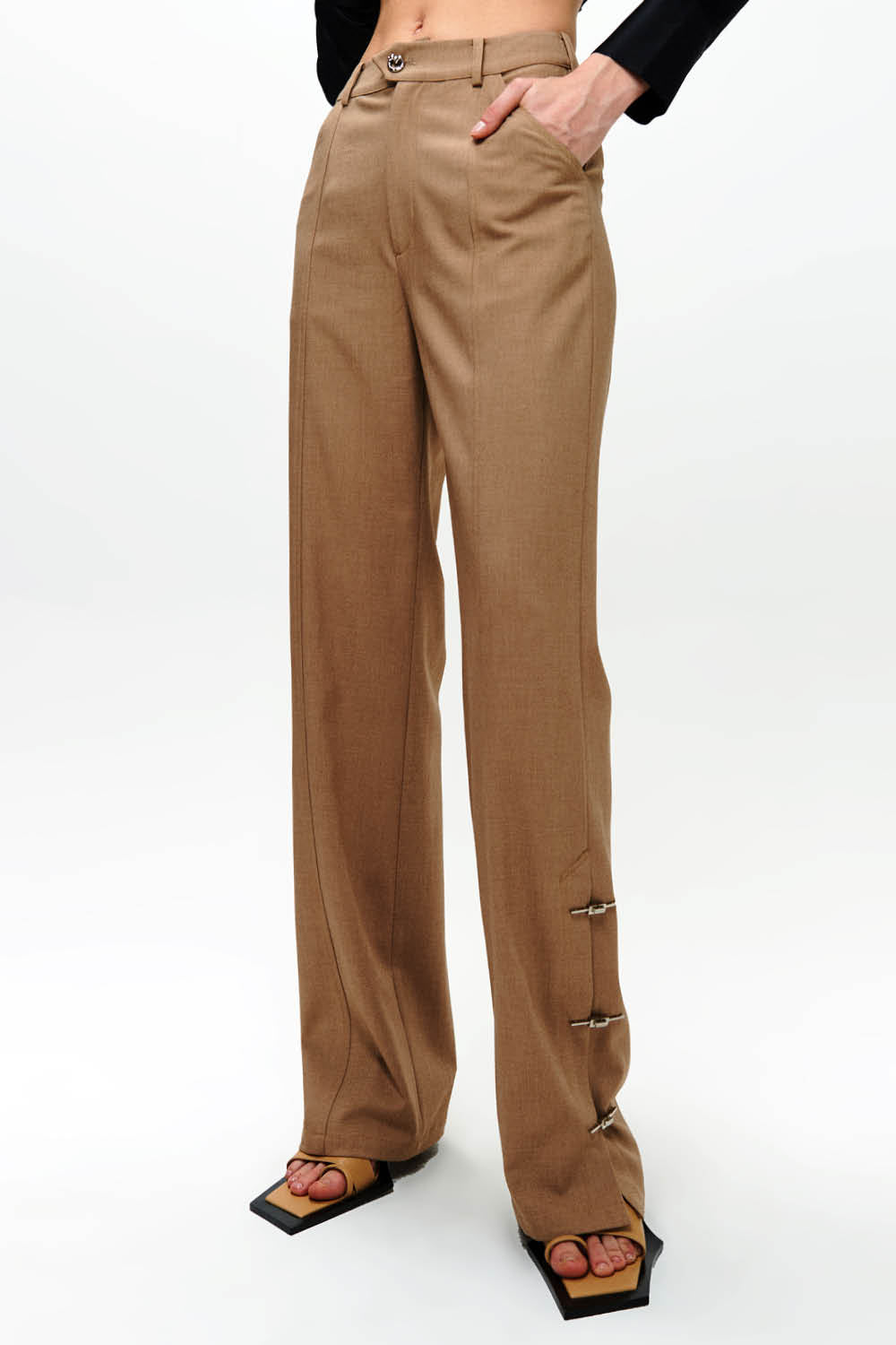 HAN WEN Hem-Slits Straight Leg Trouser