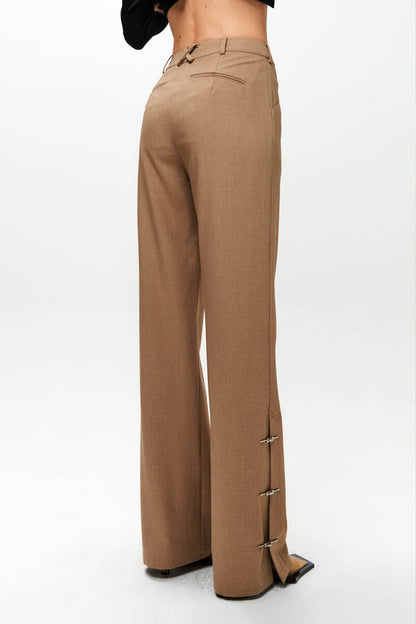 HAN WEN Hem-Slits Straight-Leg Trouser