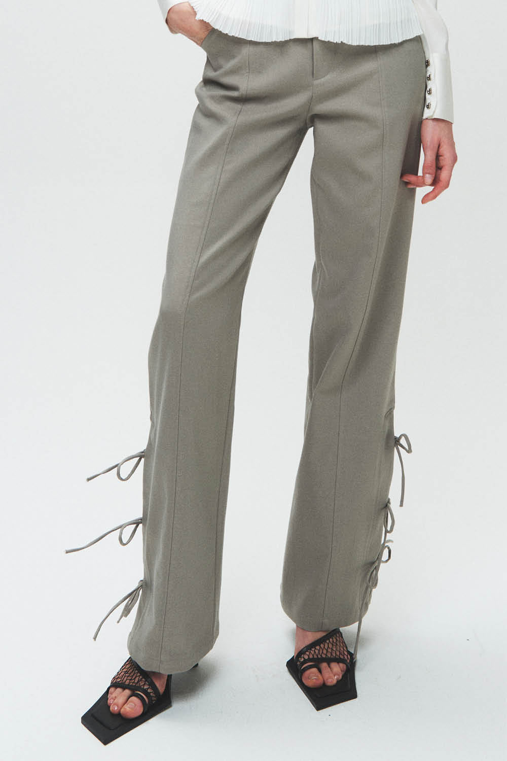 HAN WEN Hem-Ties Straight-Leg Trouser