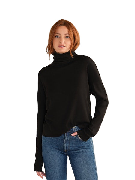 MYLES PRICE LS Boxy Funnel LuxRib Top In Black
