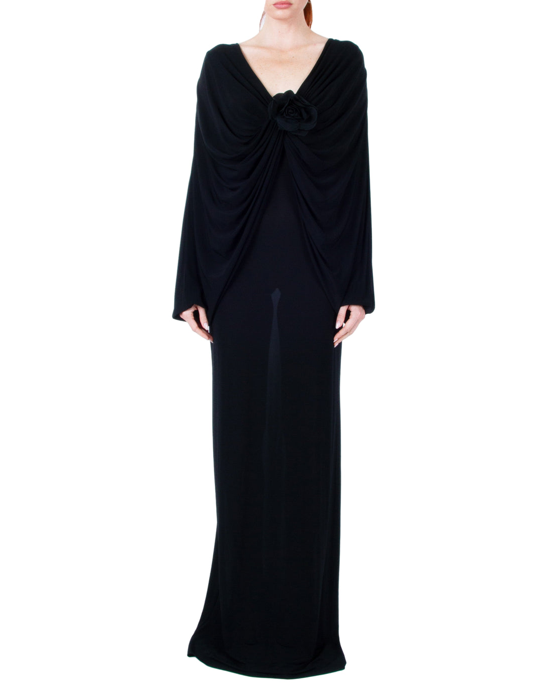 GIUSEPPE DI MORABITO Long Dress In Crepe Jersey With Floral Pin
