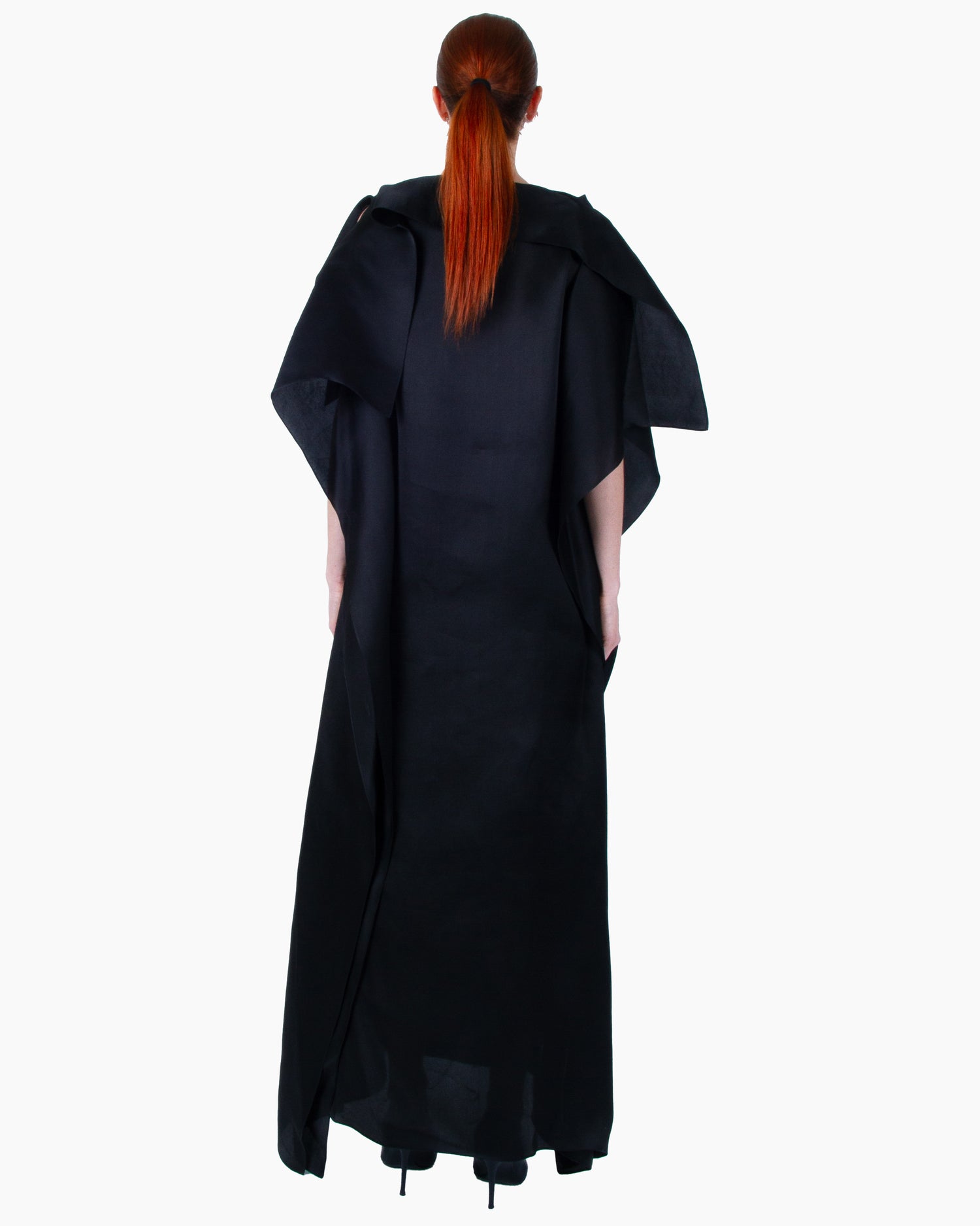 GIA STUDIOS Black Satin Organza Gown