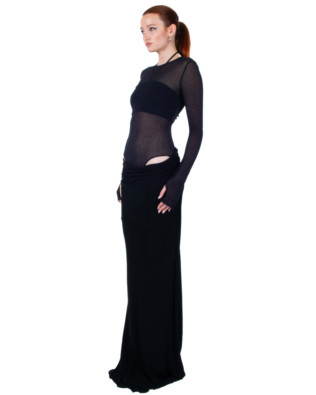 ANDREADAMO Jersey Long Dress With Ribbed Body