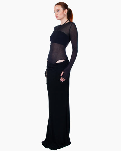 ANDREADAMO Jersey Long Dress With Ribbed Body