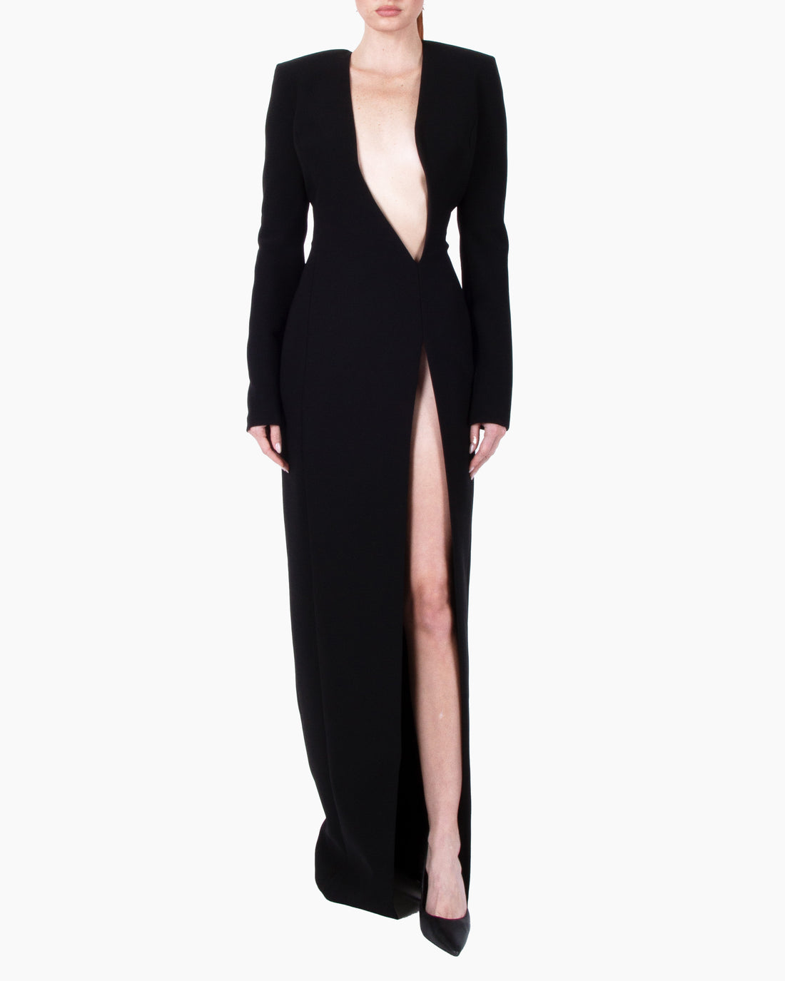 MONOT Asymmetrical V-Neck High Slit Dress