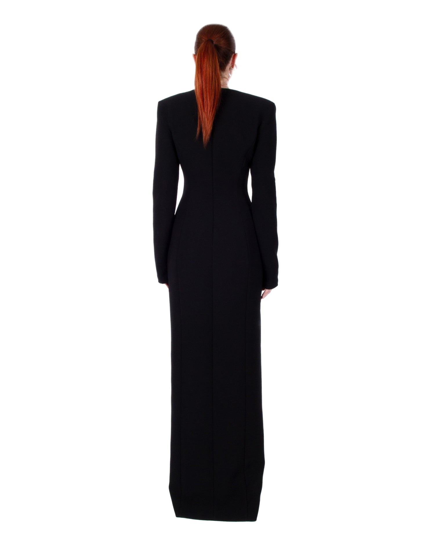 MONOT Asymmetrical V-Neck High Slit Dress 6 / Black MONOT Asymmetrical V-Neck High Slit Dress 6 / Black