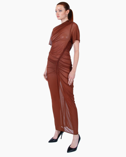 ATLEIN Off The Shoulder Ruched Midi Dress