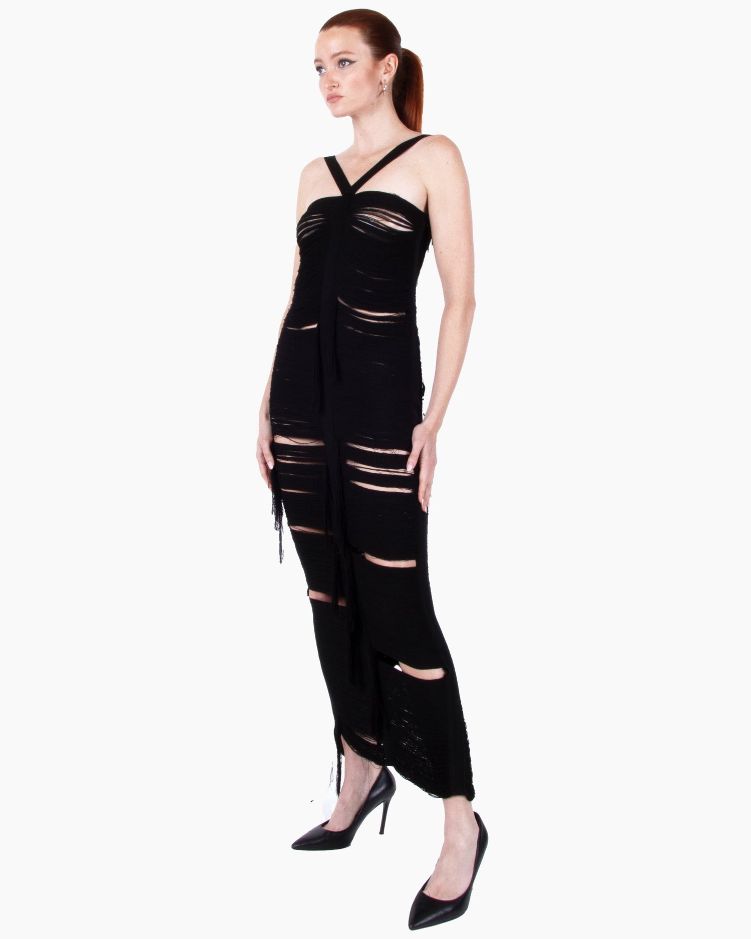 ANDREADAMO Floating Ribs Long Dress with Lacing