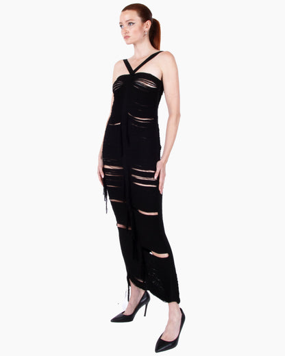 ANDREADAMO Floating Ribs Long Dress with Lacing