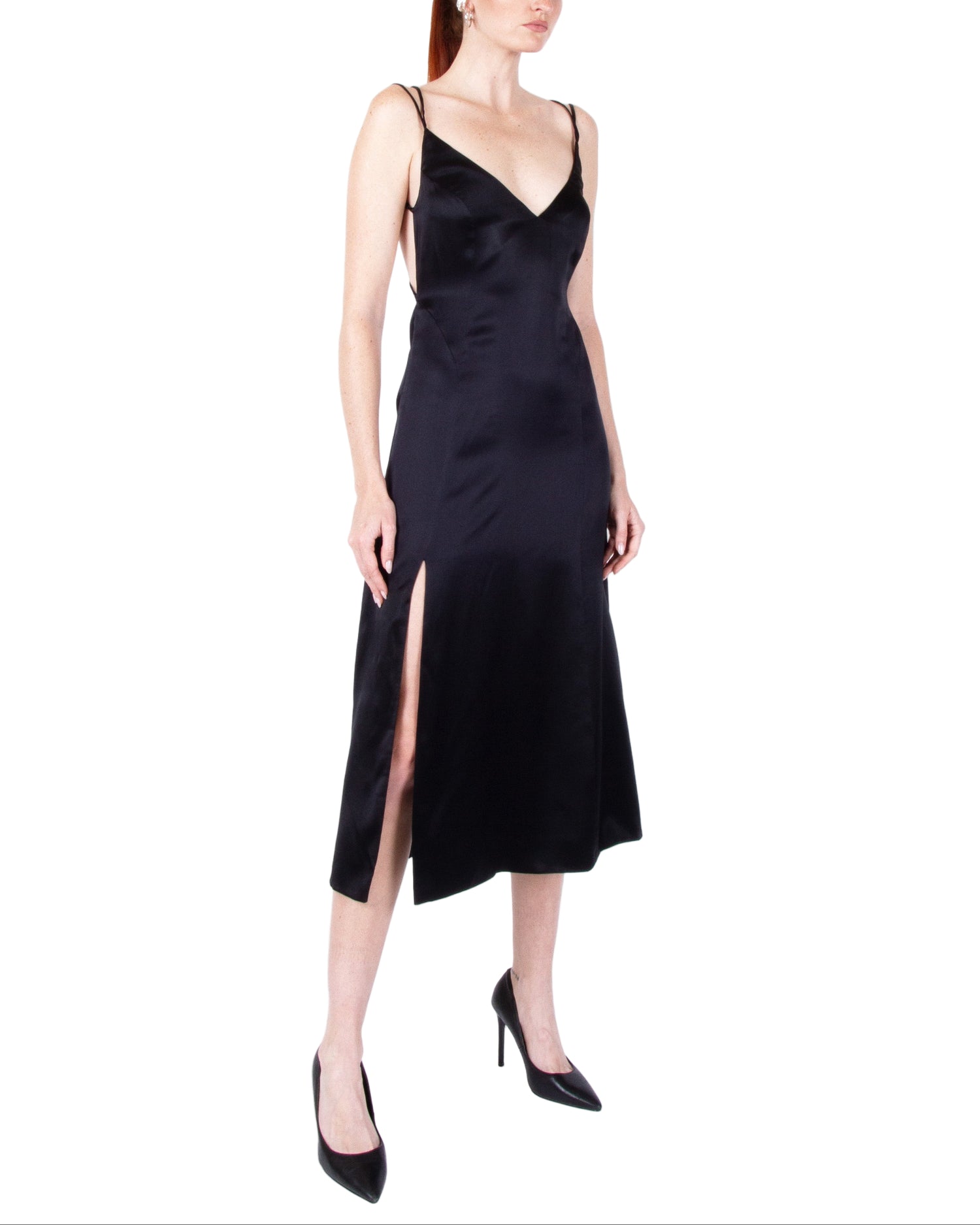 KIKI de MONTPARNASSE Soie Tie Back Flared Midi Slip S KIKI de MONTPARNASSE Soie Tie Back Flared Midi Slip S