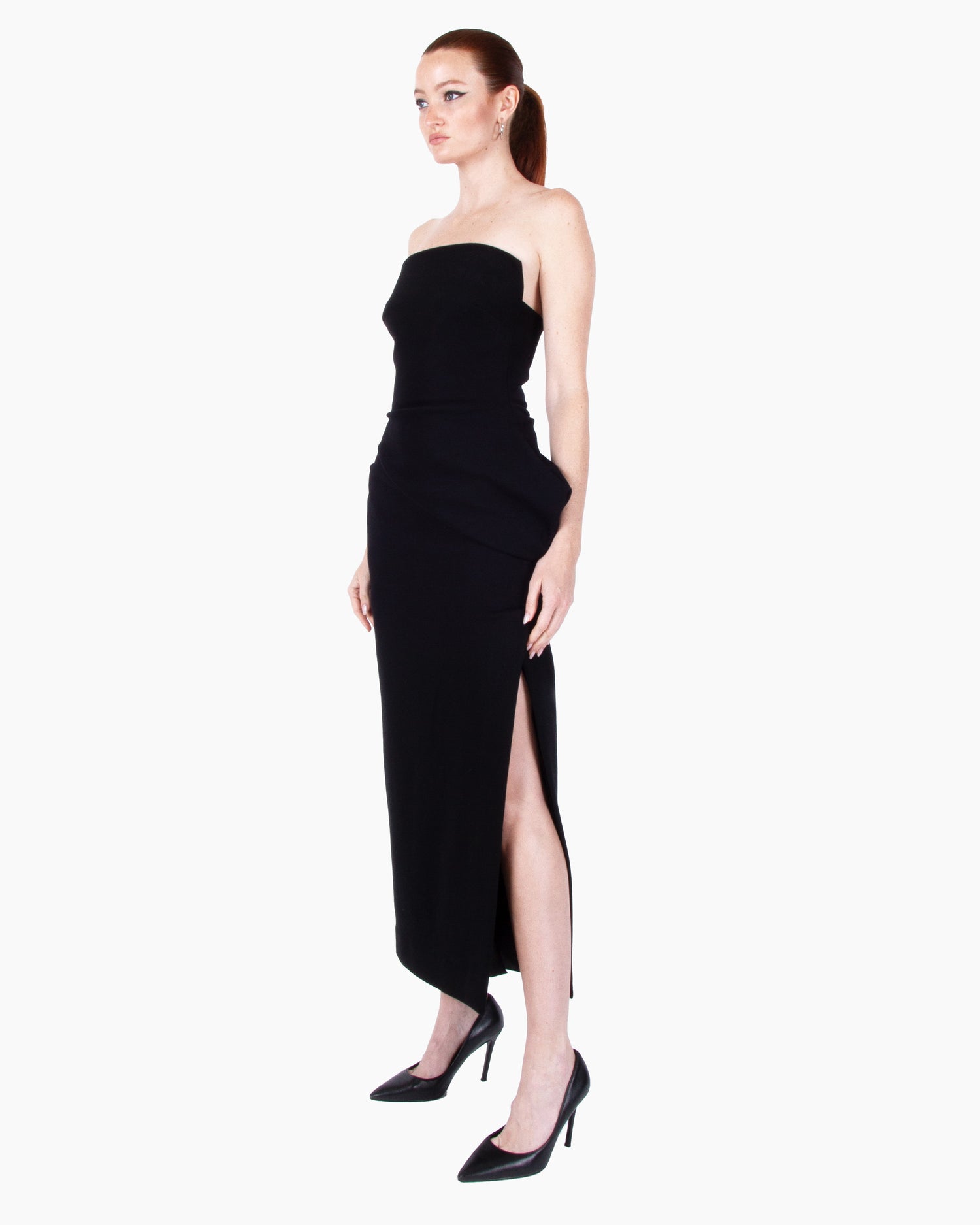 GIA STUDIOS Black Asymmetric Strapless Dress