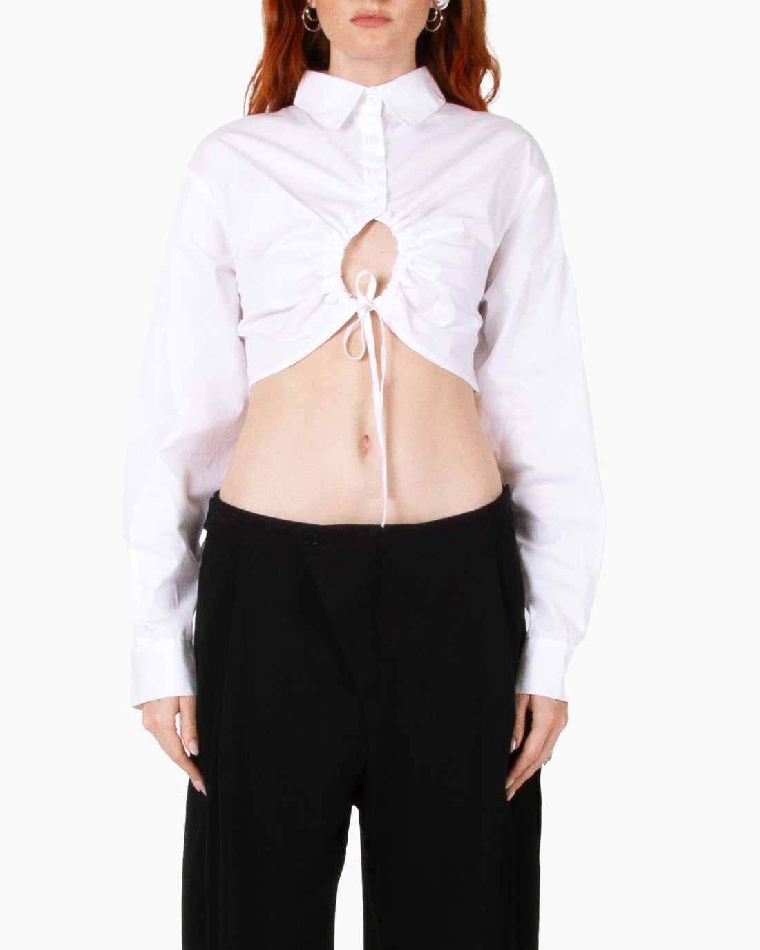ANDREADAMO Cotton Crop Shirt with Ribbed Knit Back