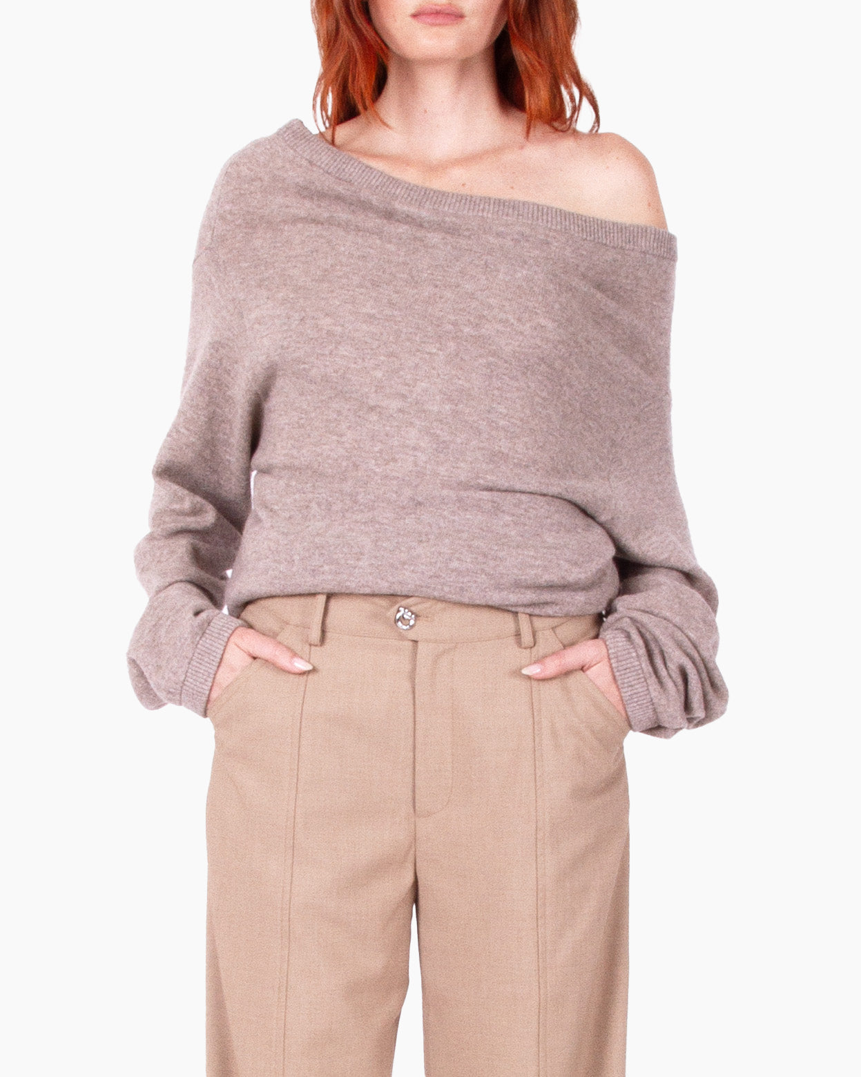 GIA STUDIOS Quartz Wool Blend V-neck Long Sleeve Top