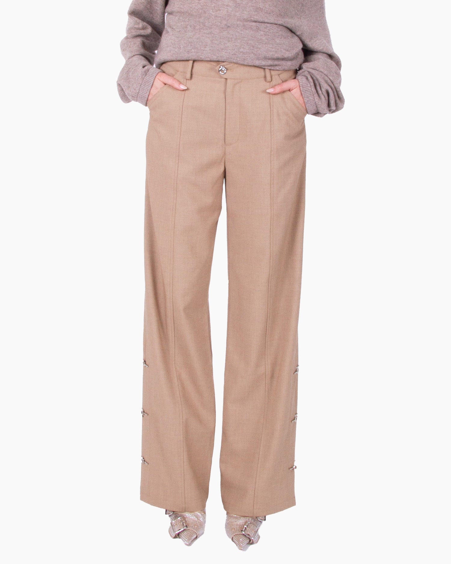 HAN WEN Hem-Slits Straight Leg Trouser