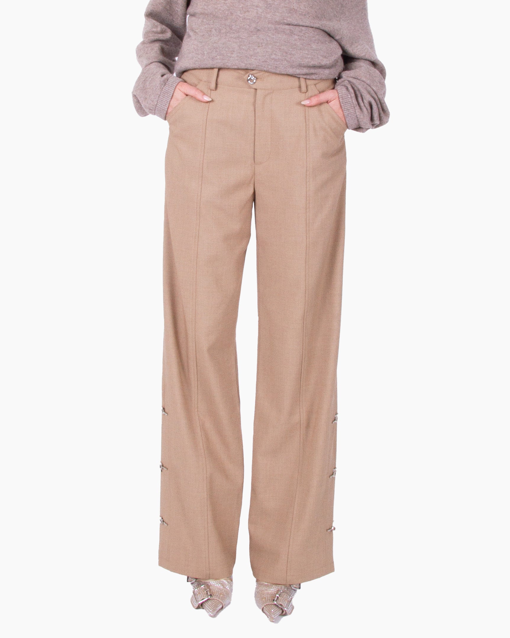 HAN WEN Hem-Slits Straight Leg Trouser