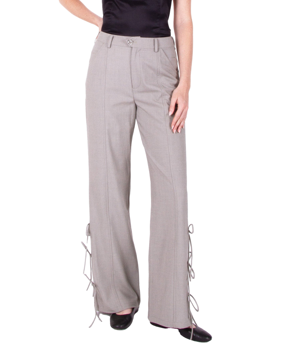 HAN WEN Hem-Ties Straight-Leg Trouser