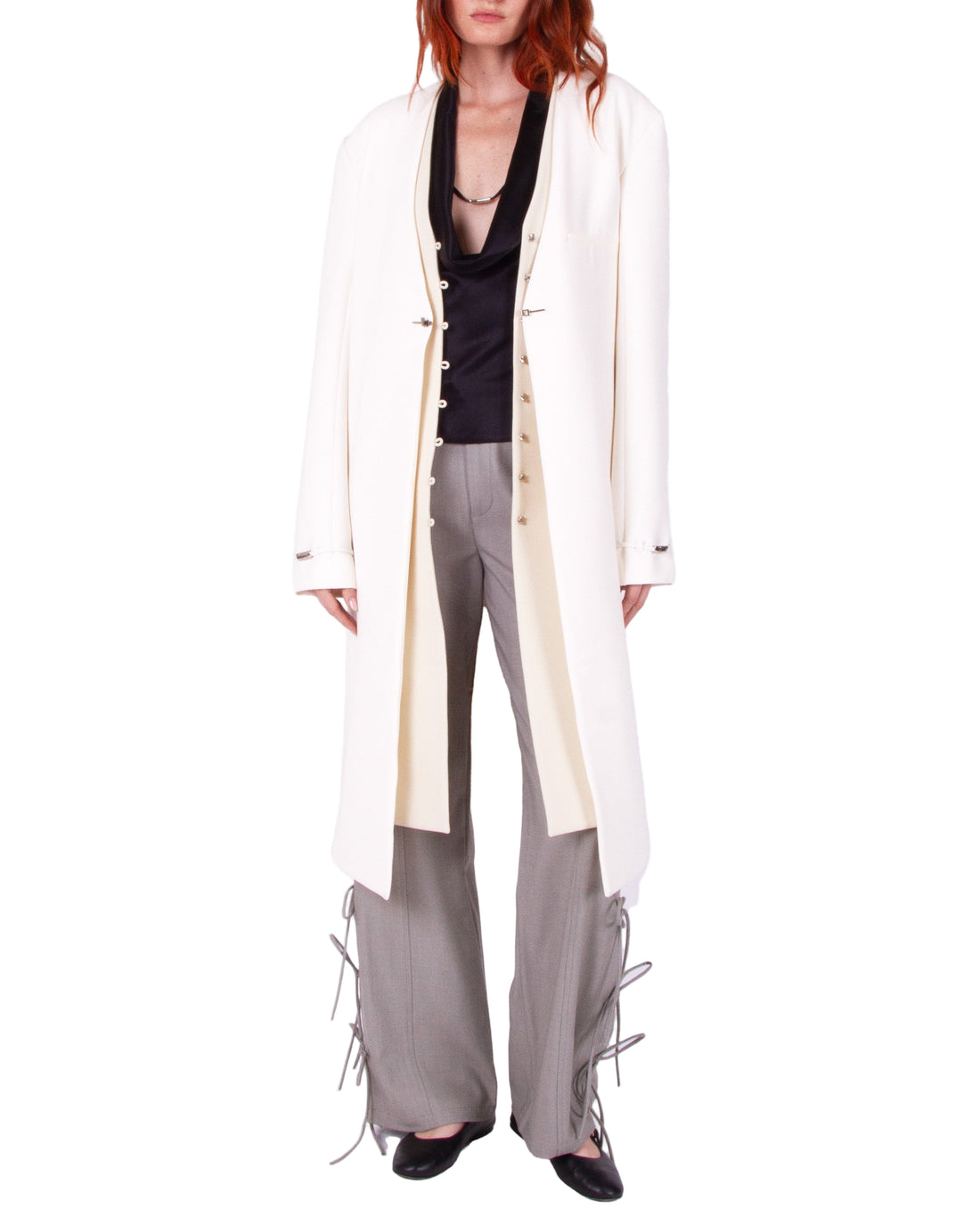 HAN WEN STUDIO Collarless Single-Breasted Coat