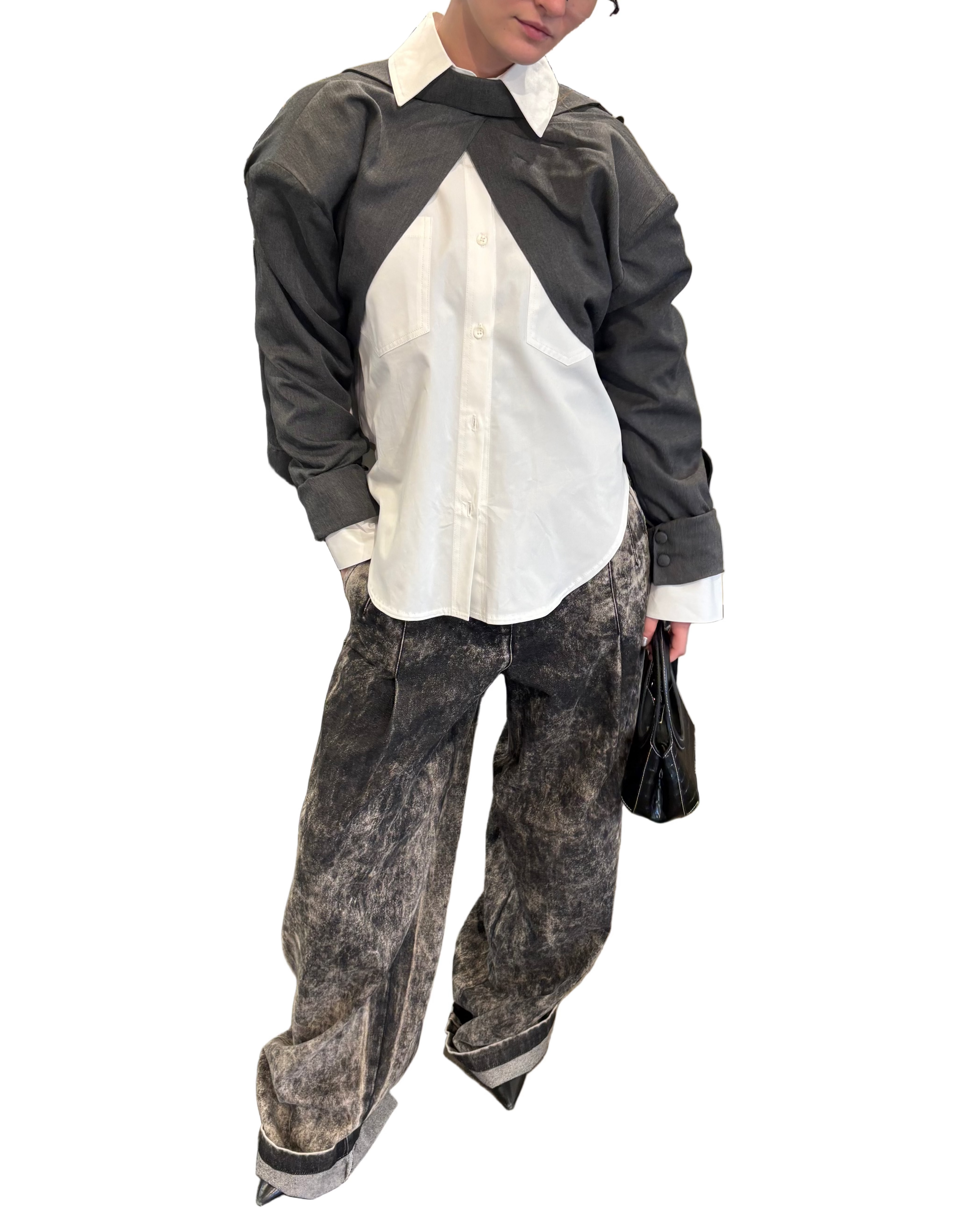 AOTC Open Back Blazer in Gray