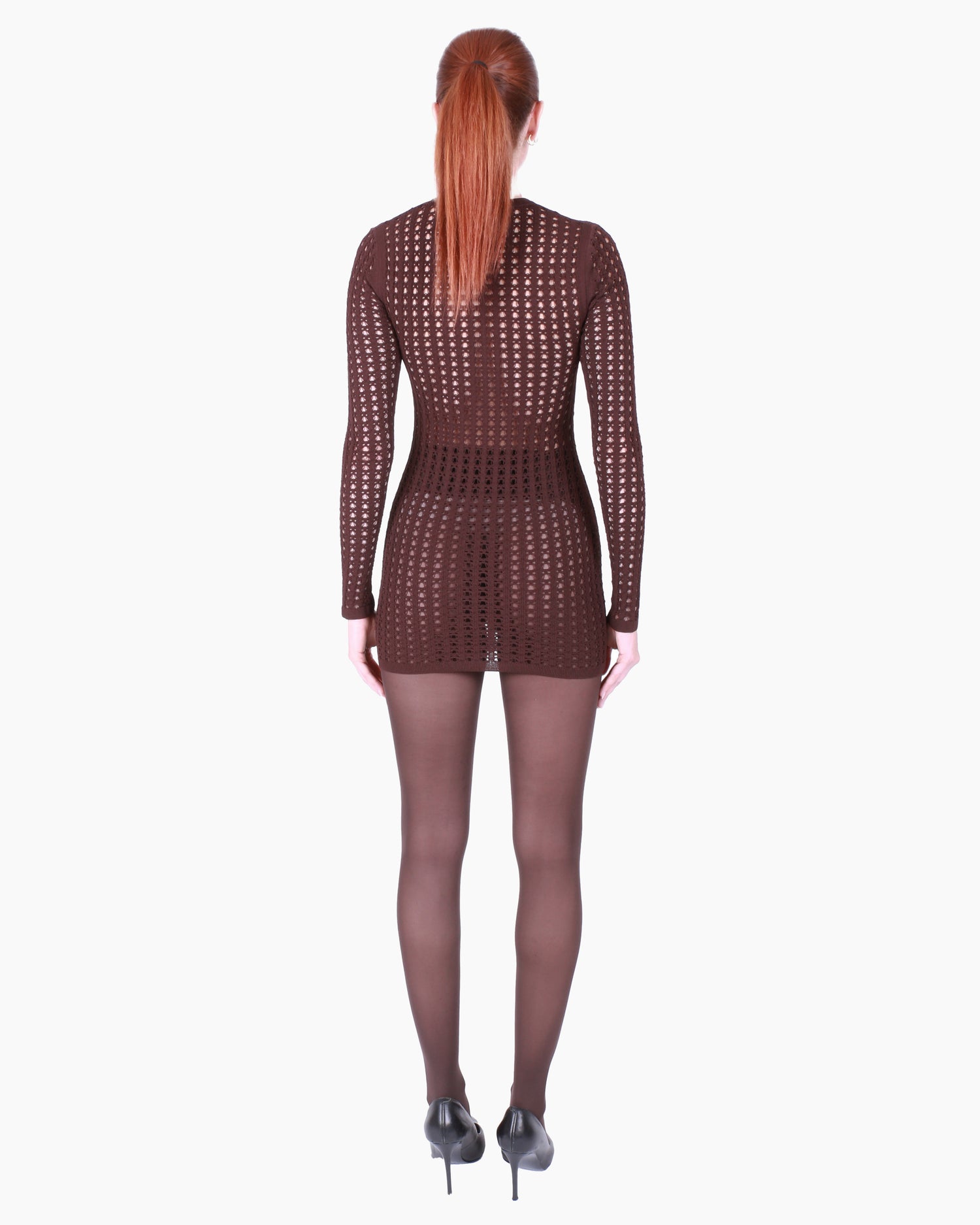 FETICO Mesh Knit Long-Sleeve Dress