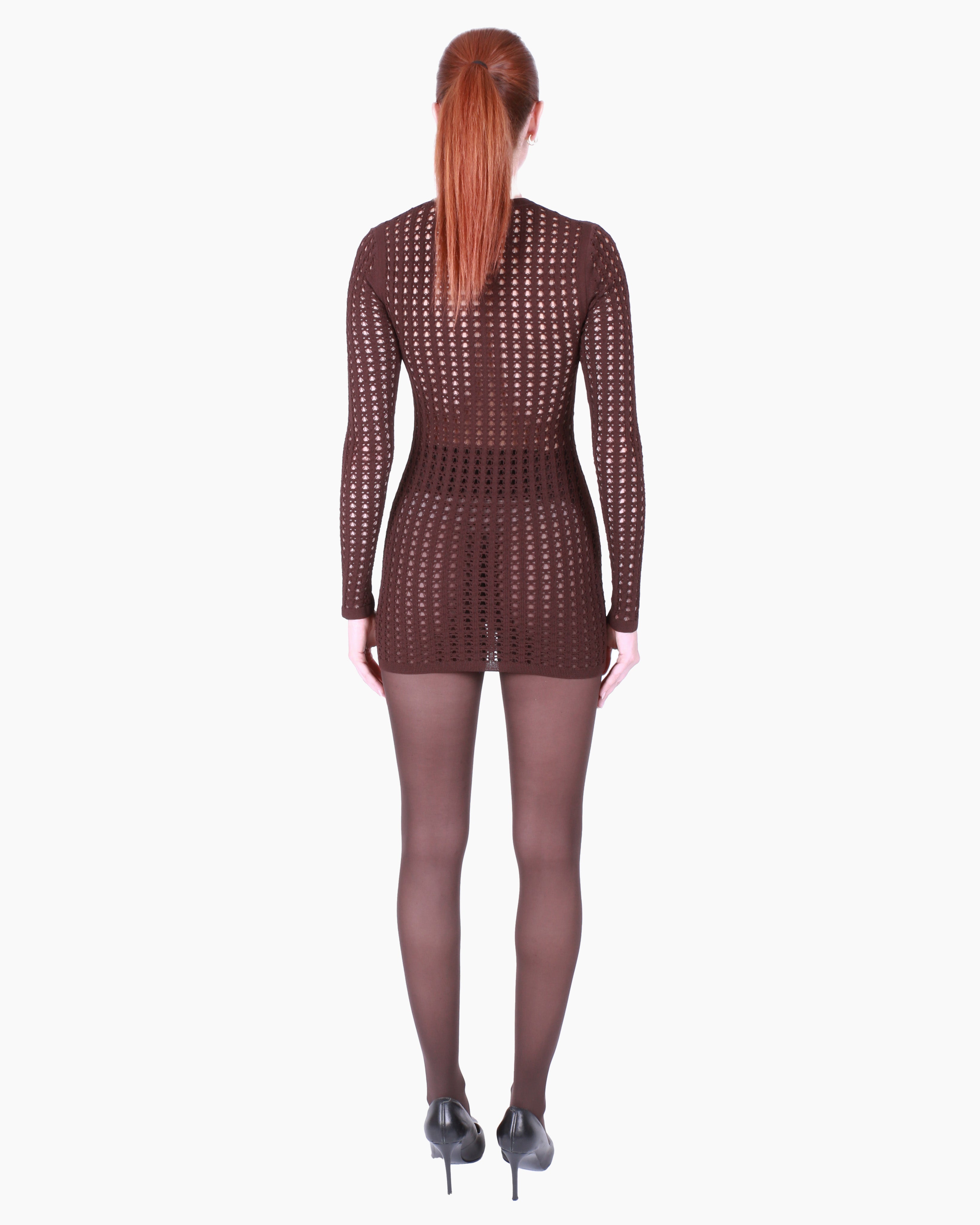 FETICO Mesh Knit Long-Sleeve Dress