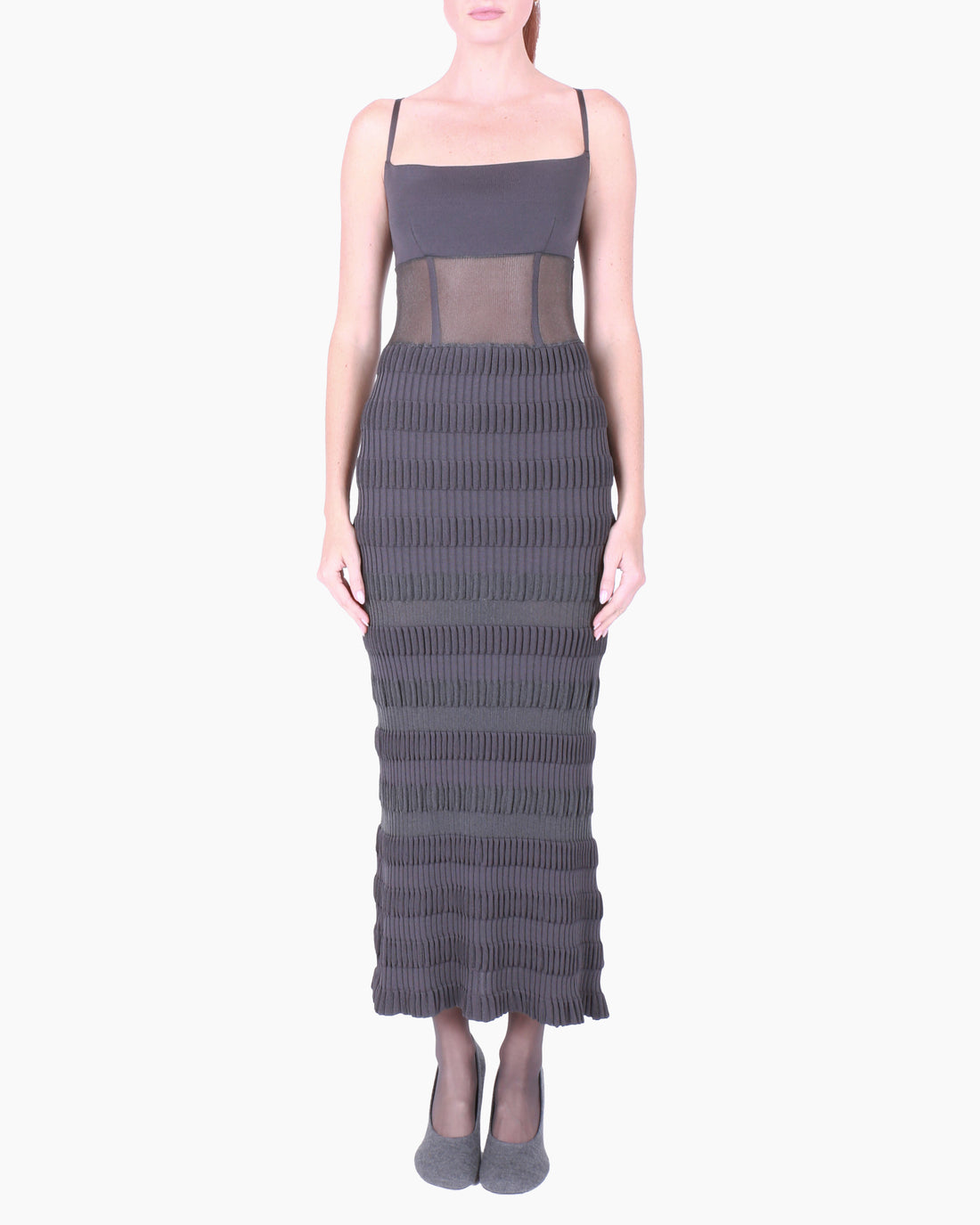 FETICO Stripe Knit Cami Dress in Gray