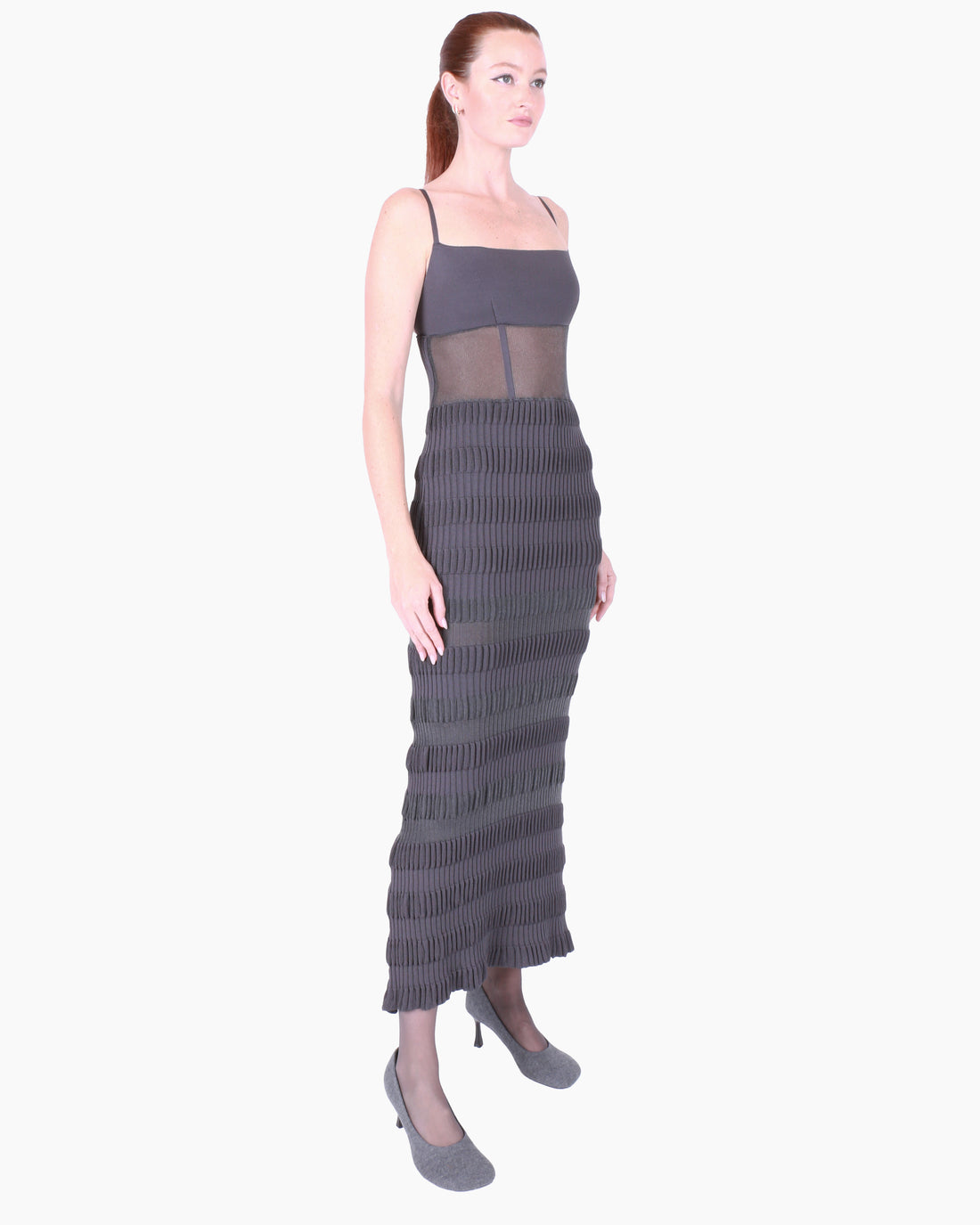 FETICO Stripe Knit Cami Dress in Gray