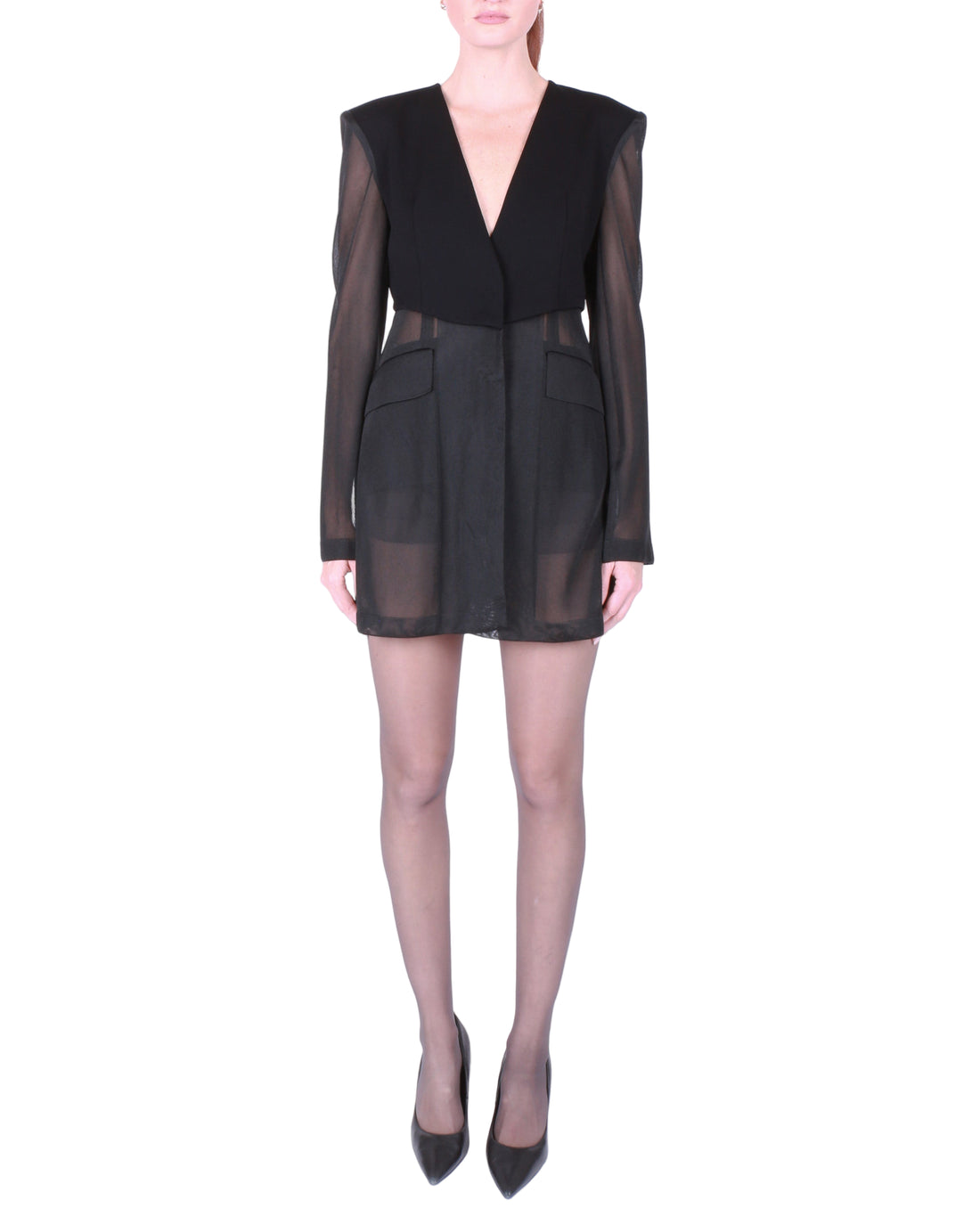 FETICO Sheer Combined Knit Jacket in Black