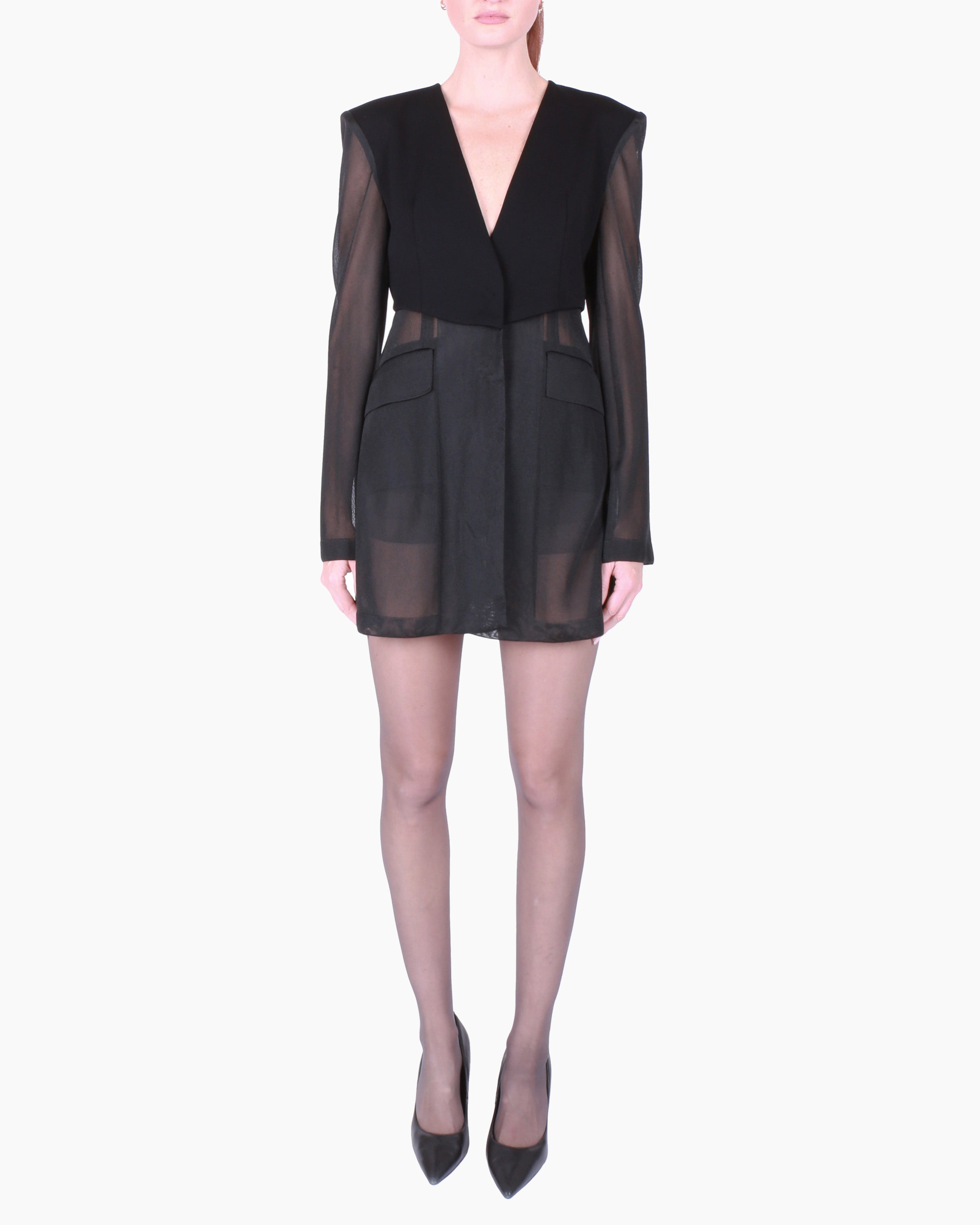 FETICO Sheer Combined Knit Jacket in Black