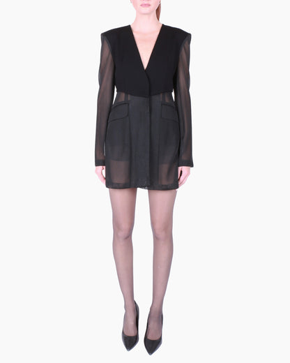 FETICO Sheer Combined Knit Jacket in Black