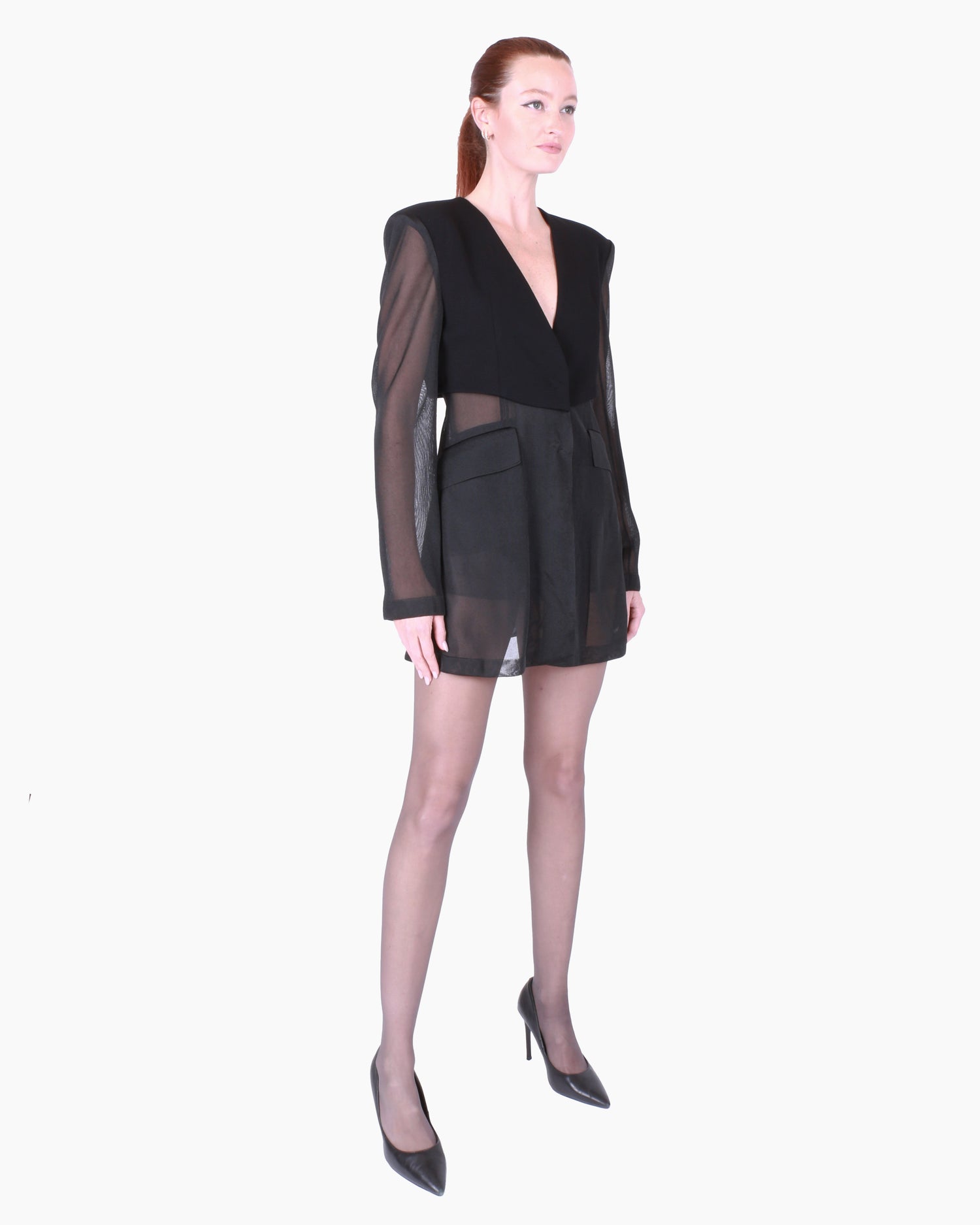 FETICO Sheer Combined Knit Jacket in Black
