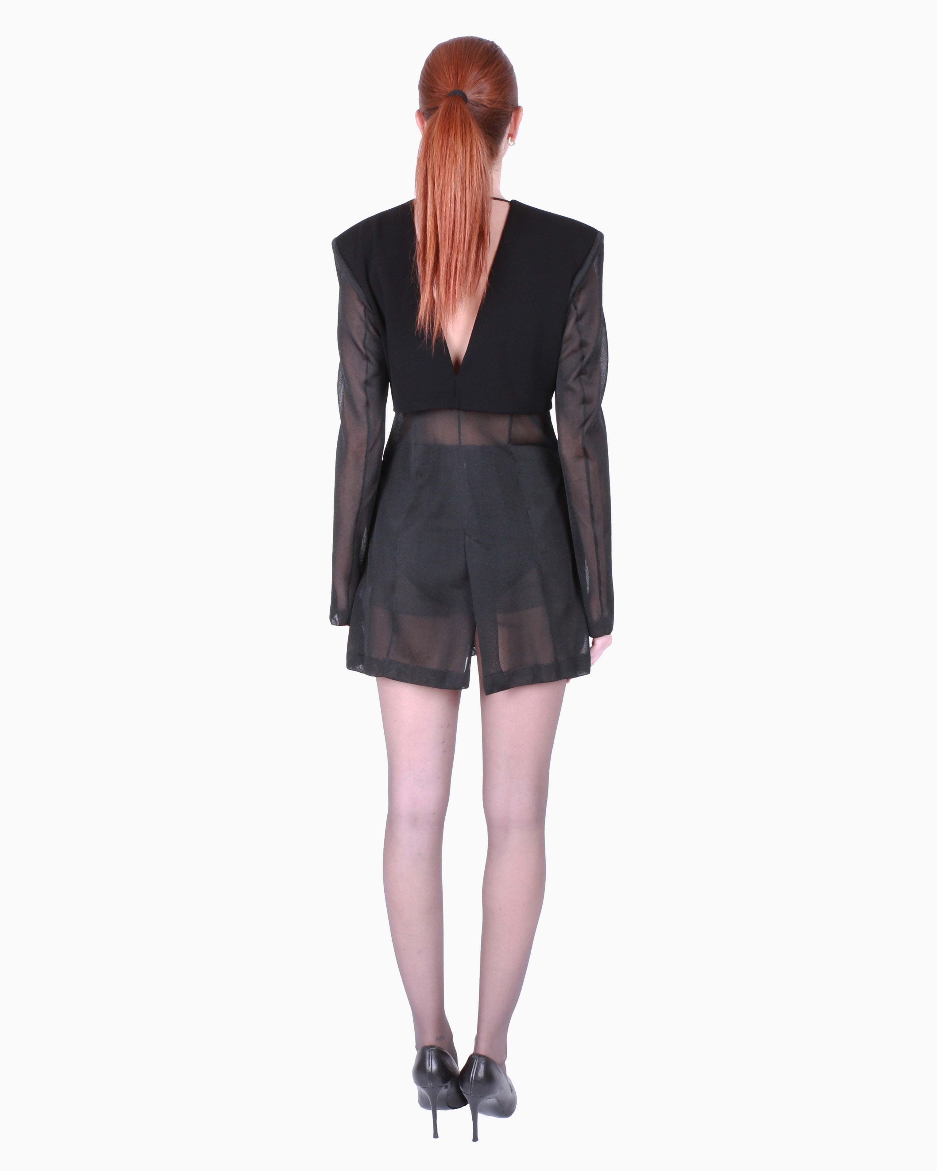 FETICO Sheer Combined Knit Jacket in Black