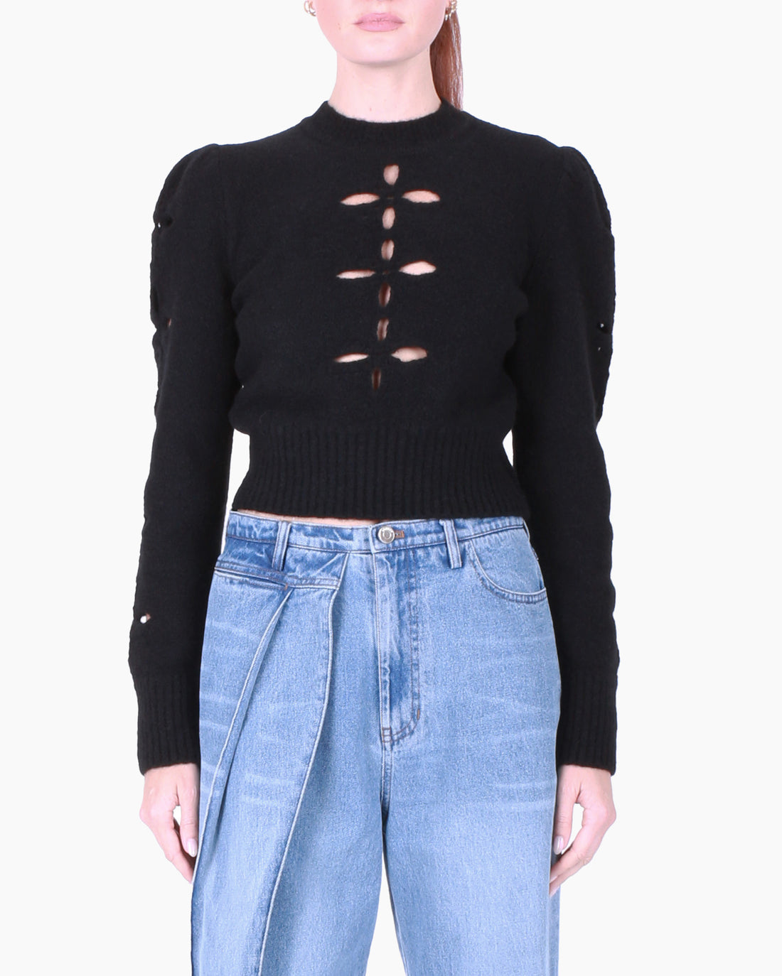 FETICO Floral Slit Knit Sweater