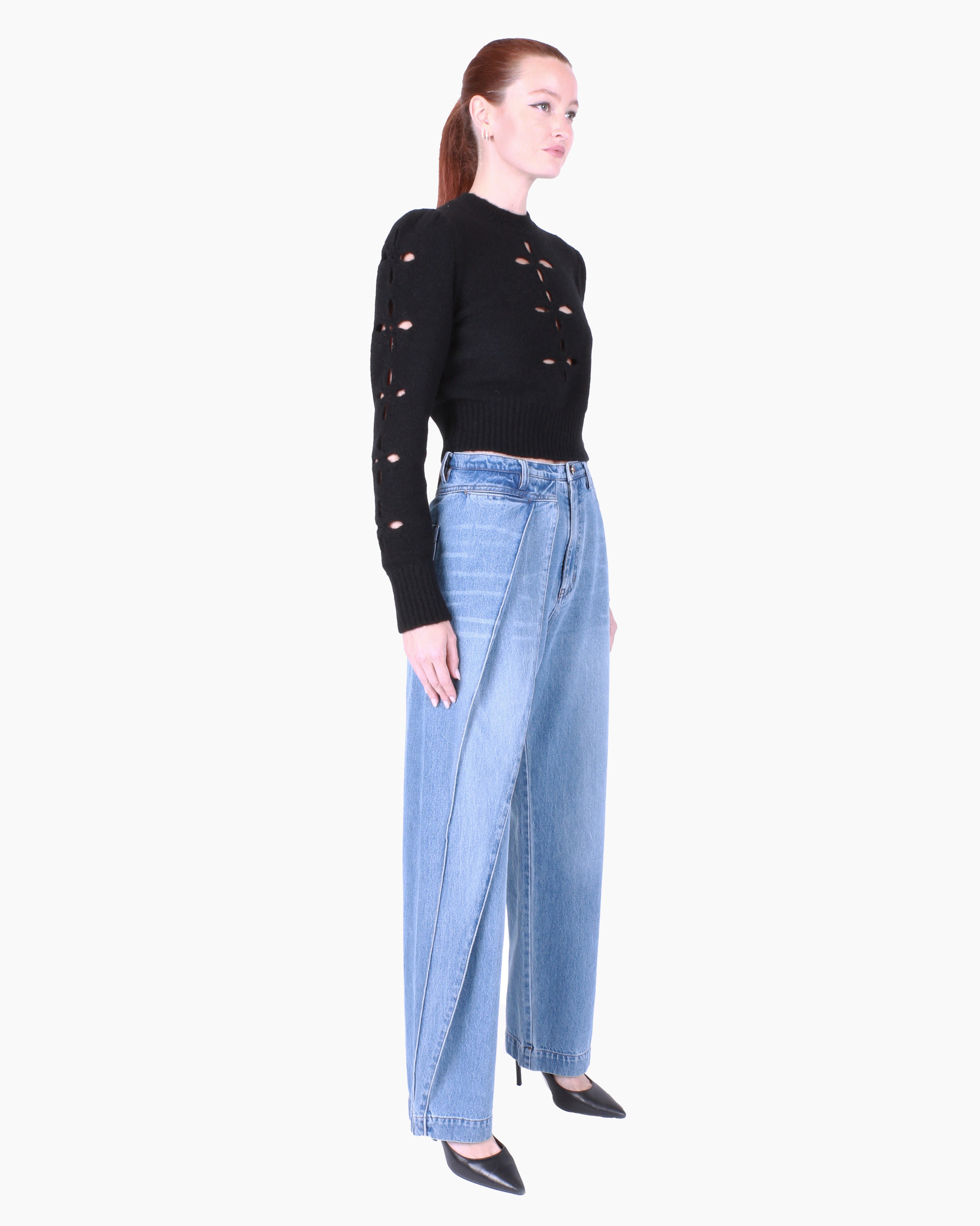 FETICO Floral Slit Knit Sweater