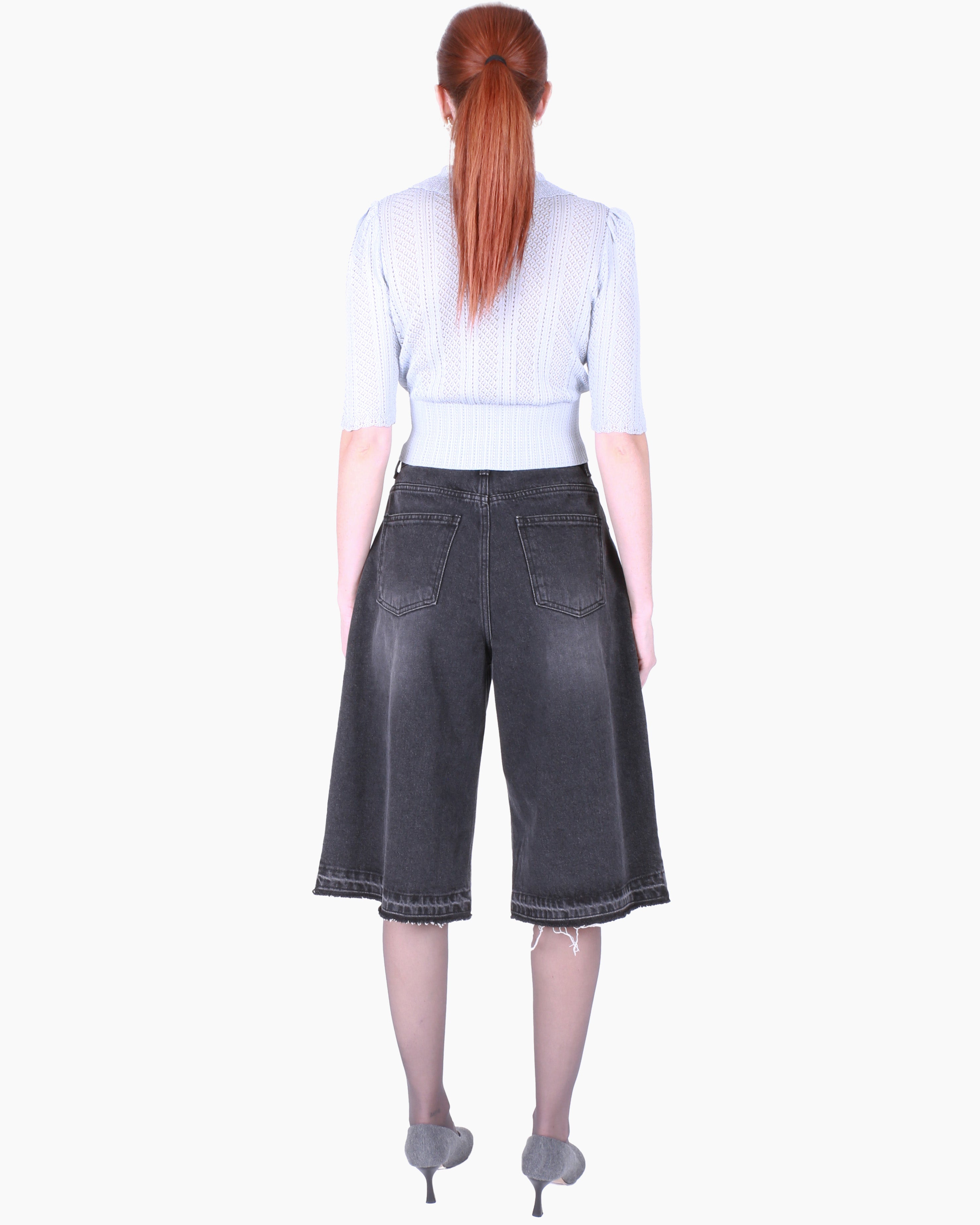 FETICO Lace Knit Short-Sleeved Sweater