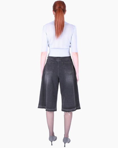 FETICO Lace Knit Short-Sleeved Sweater