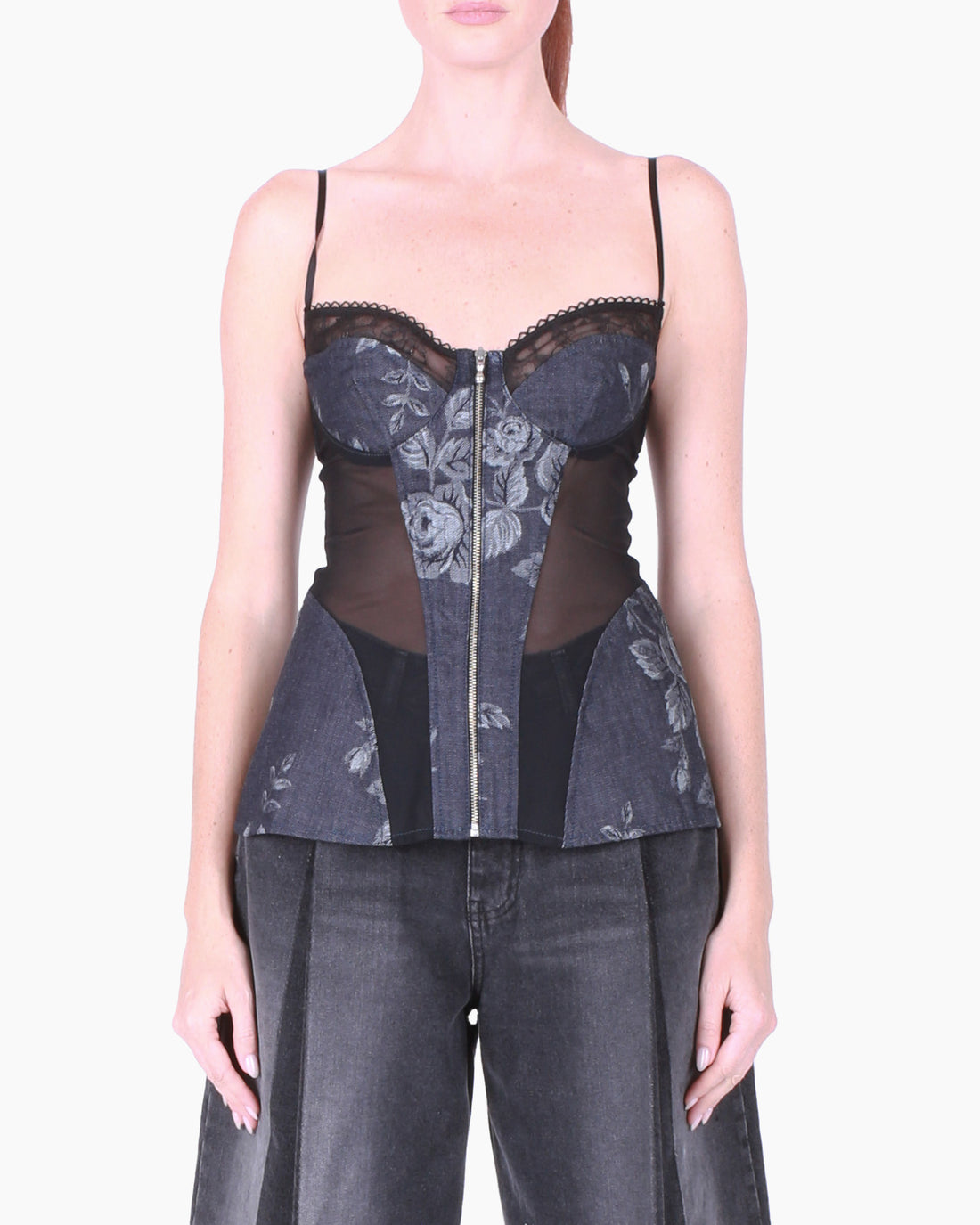 FETICO Rose Denim Bustier