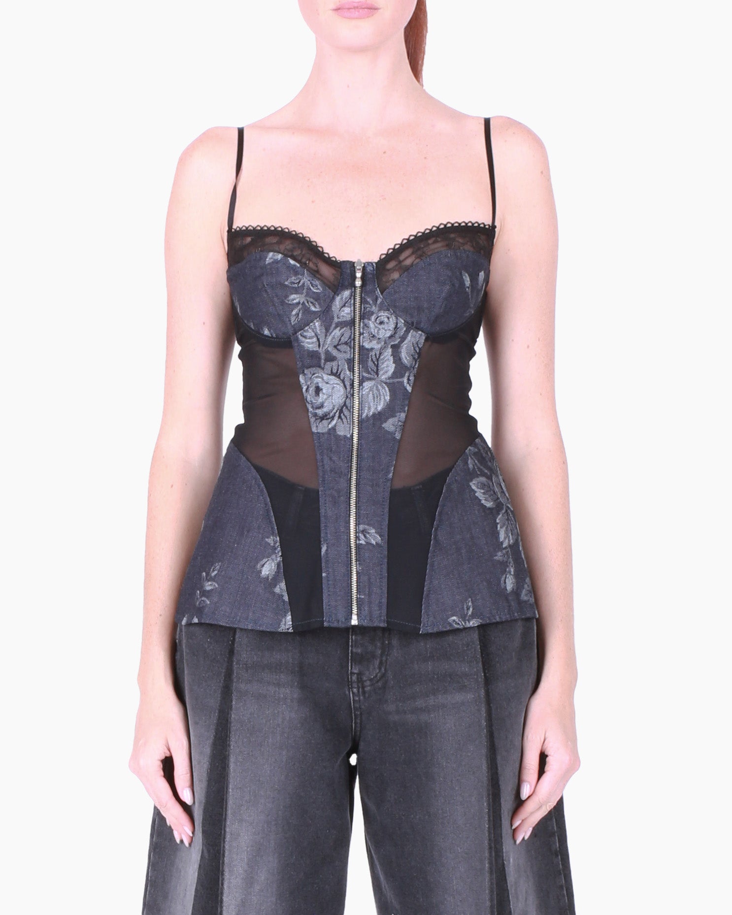 FETICO Rose Denim Bustier