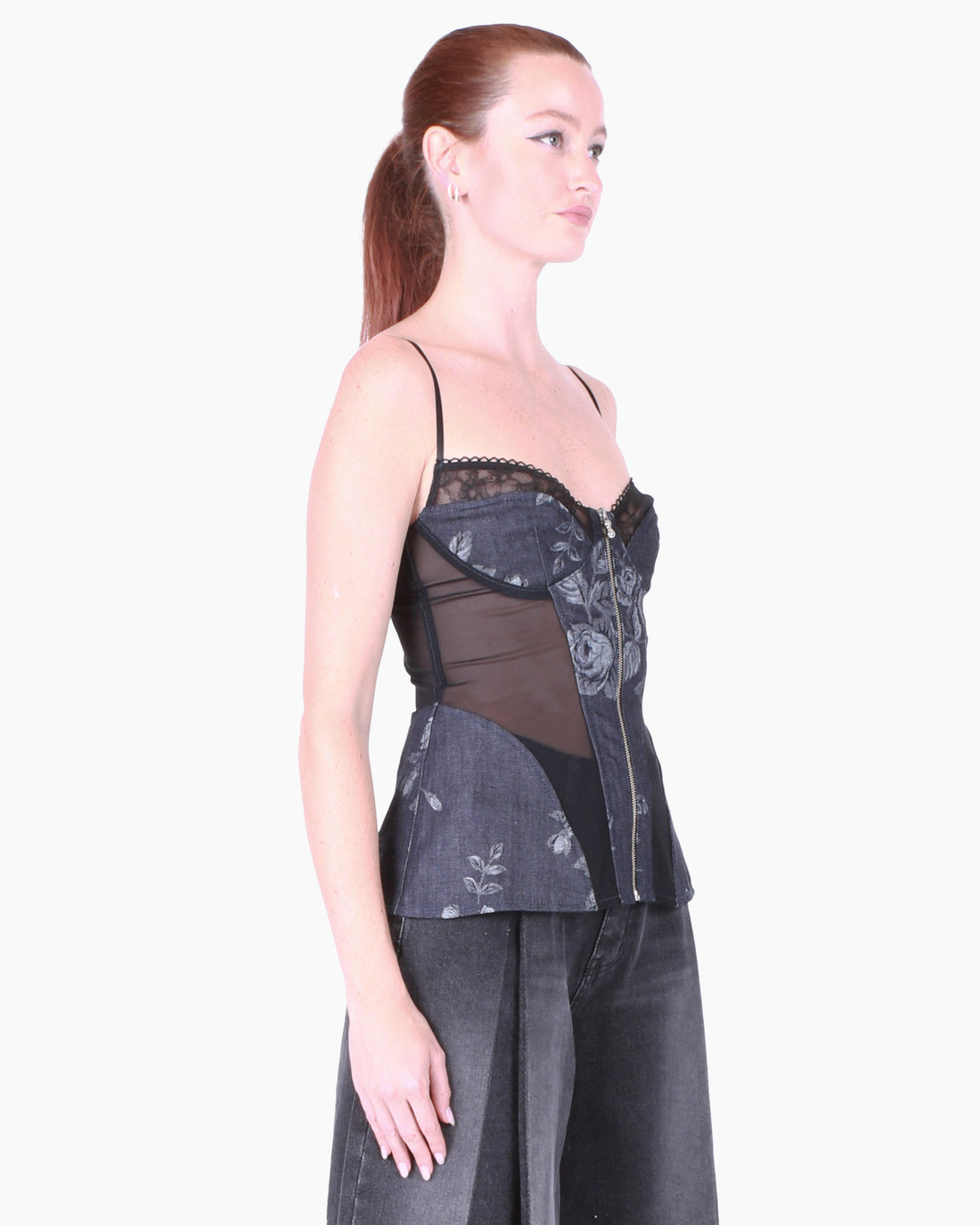 FETICO Rose Denim Bustier