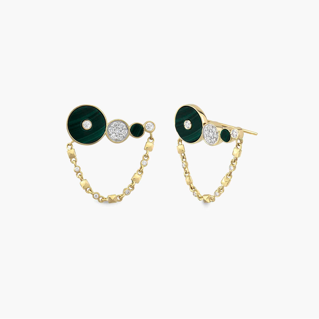 RITA JEWELRY Circular Malachite Ear Climber