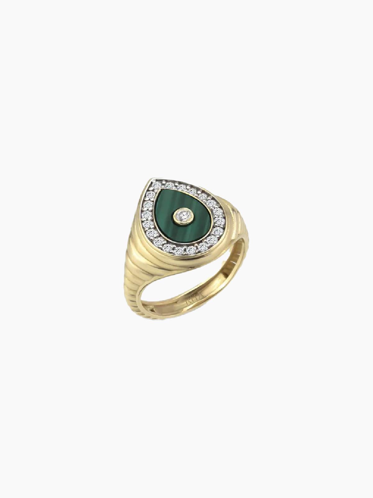 RITA JEWELRY Diamond Drop Malachite Pinky Ring