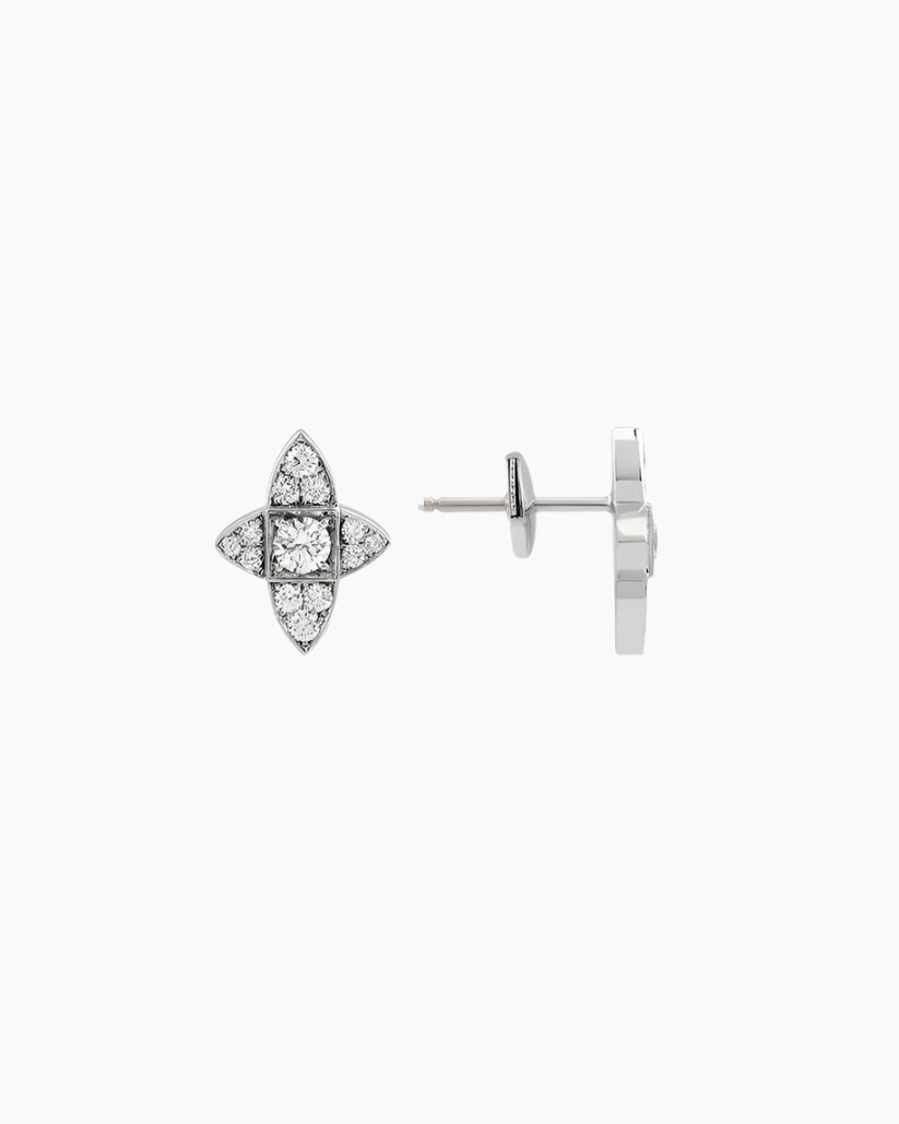Diamond stud earrings on a white background