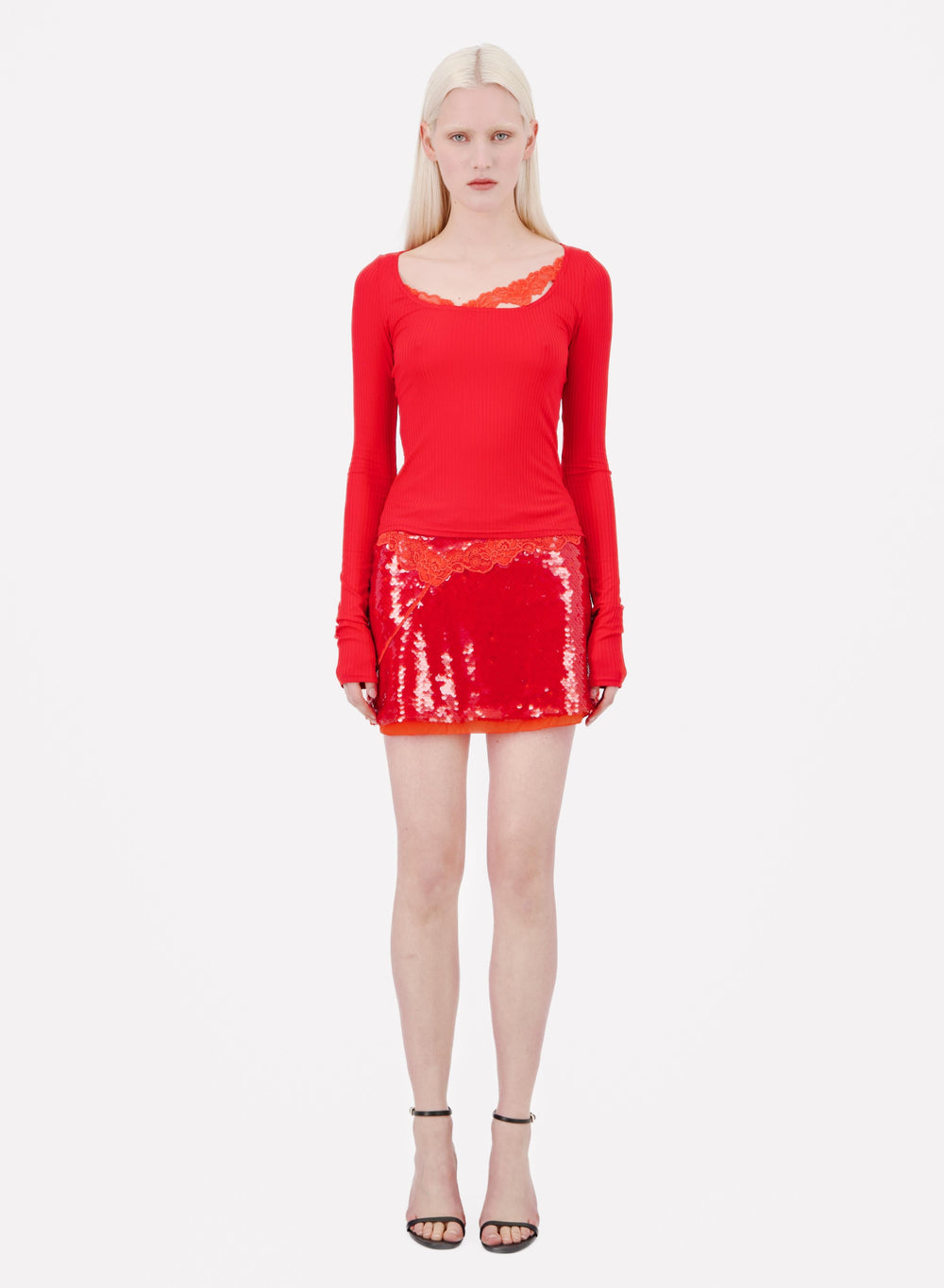 VAILLANT Mini Sequin Skirt with Lace Detail