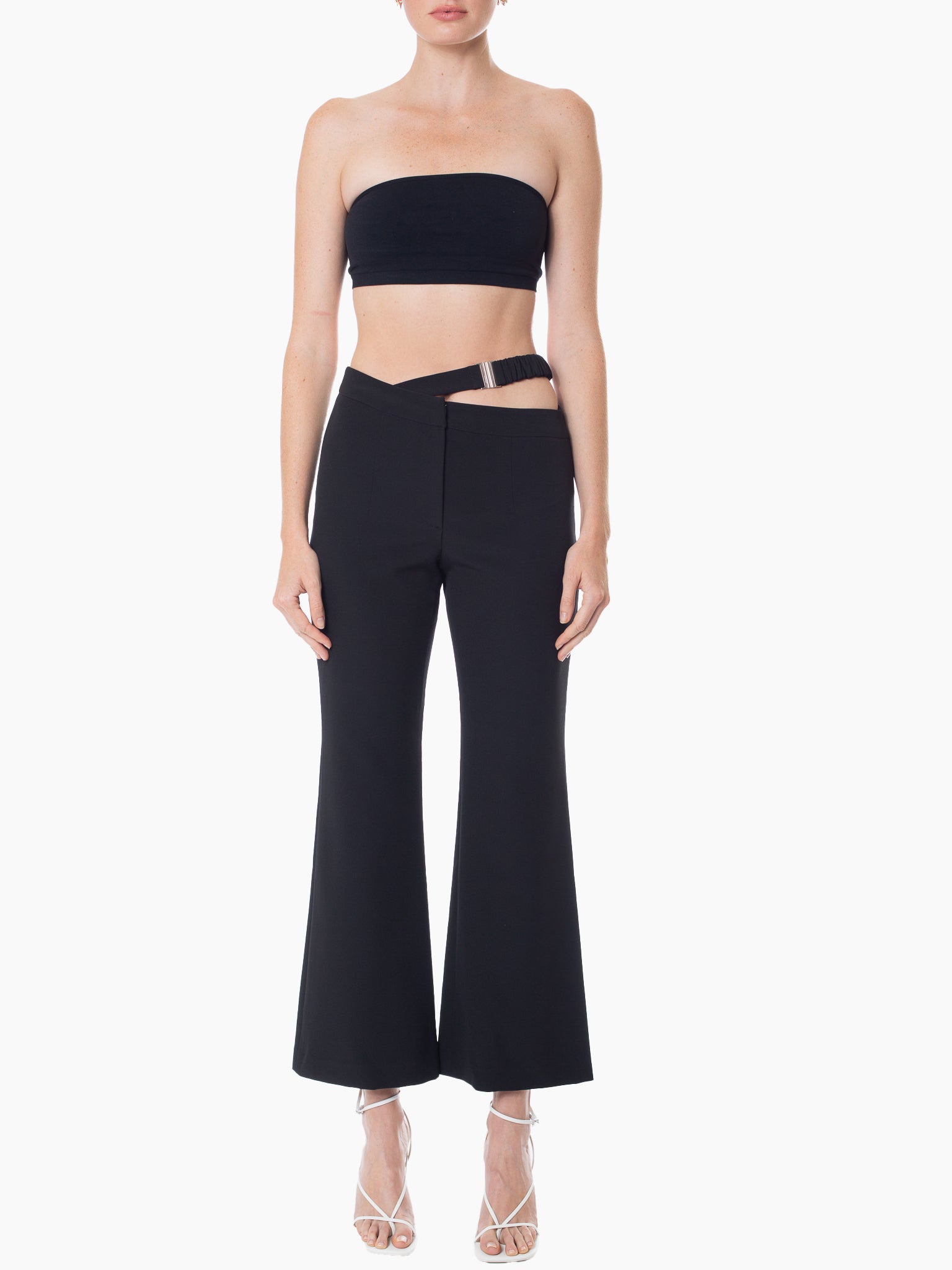 STUDIO J KOO Waist Cross Belt Detail Trousers