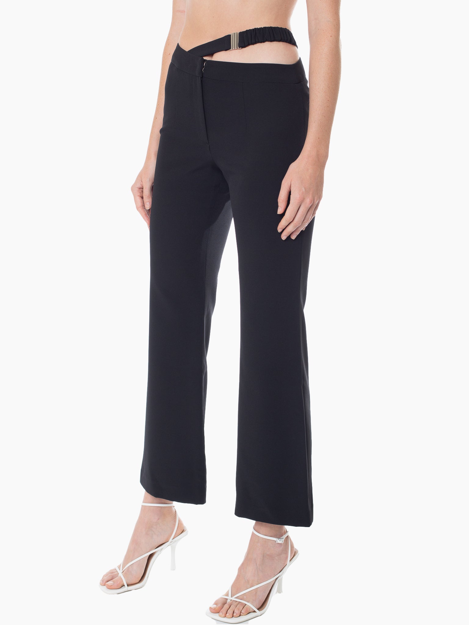 STUDIO J KOO Waist Cross Belt Detail Trousers