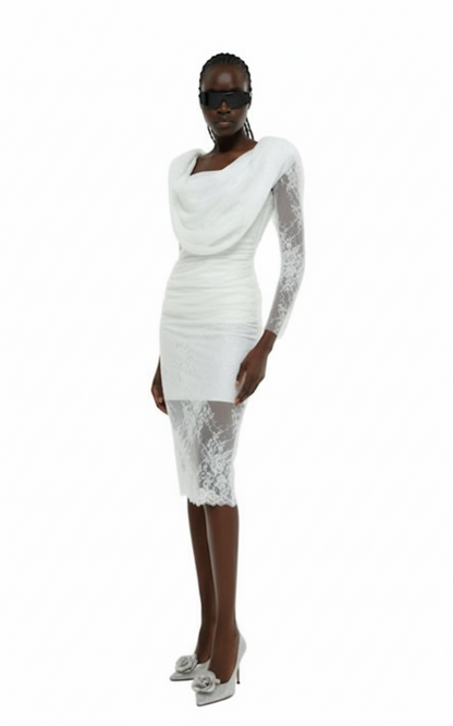 GIUSEPPE DI MORABITO Long Sleeve Hooded Dress In Lace