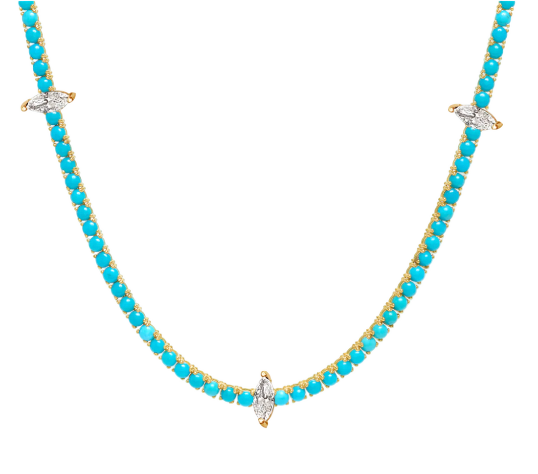 LUMENIRI Turquoise Marquise Tennis Necklace