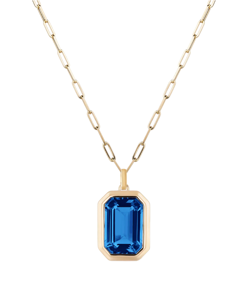 GOSHWARA London Blue Topaz Emerald Cut Pendant